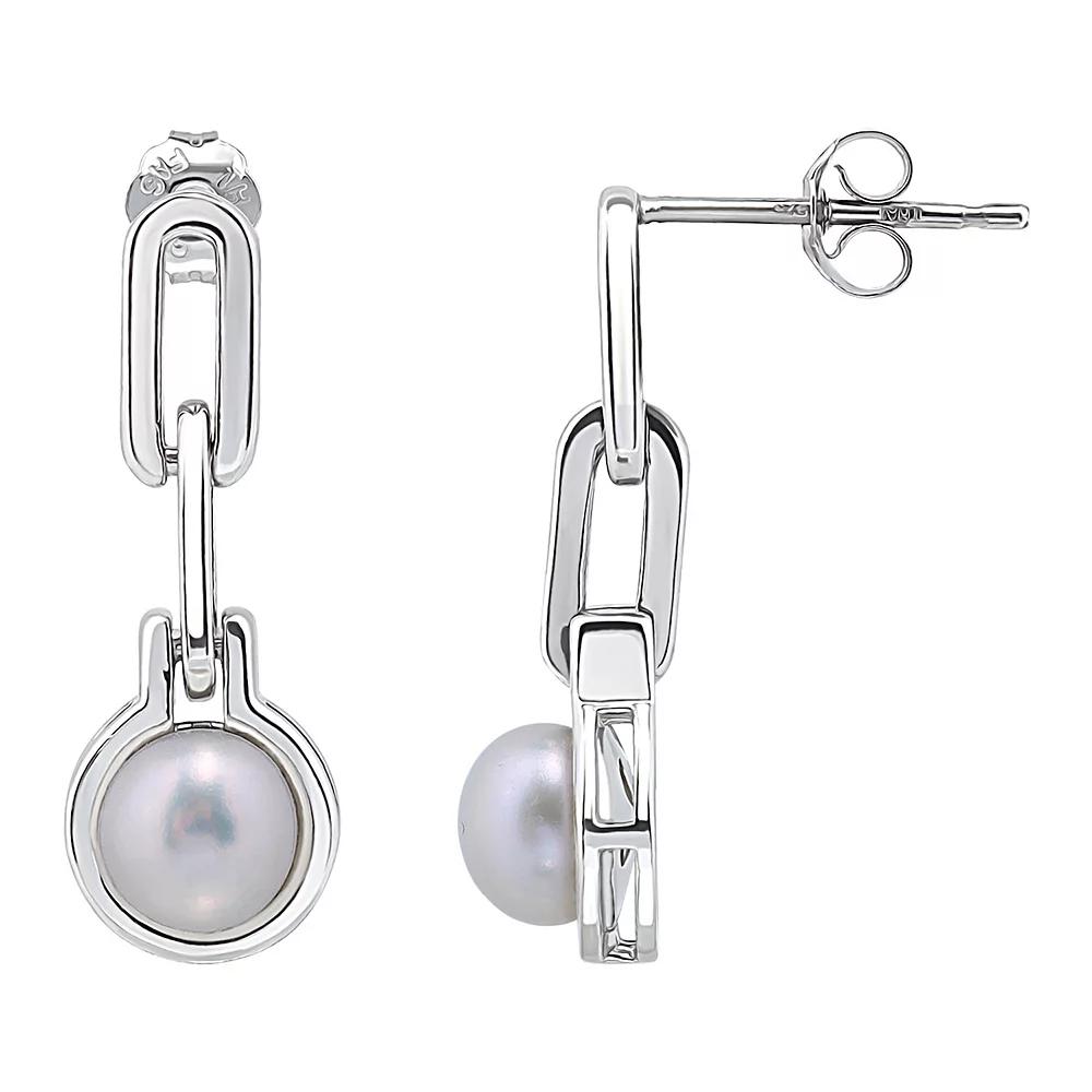 Aleure Precioso Sterling Silver Freshwater Cultured Pearl Doorknocker Drop Earrings, Women's, Silver Tone Product Image
