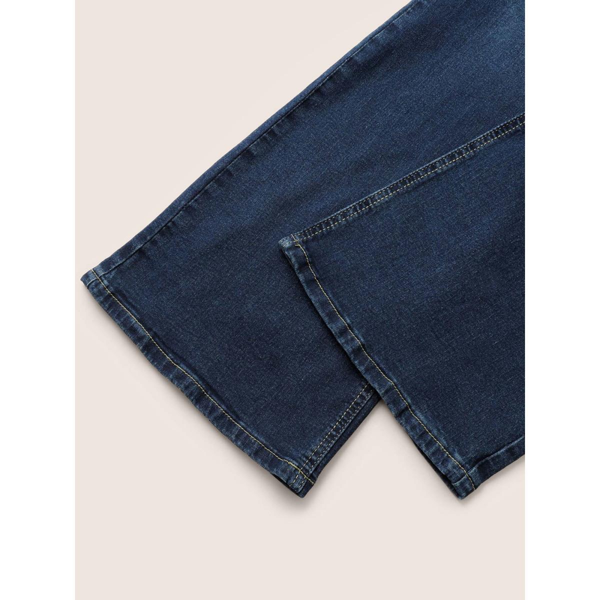 Plus Size Bootcut Very Stretchy Mid Rise Medium Wash Sculpt Waist Jeans Women Blue Timeless Plain Non High stretch Slanted pocket Jeans BloomChic 22/3X Product Image