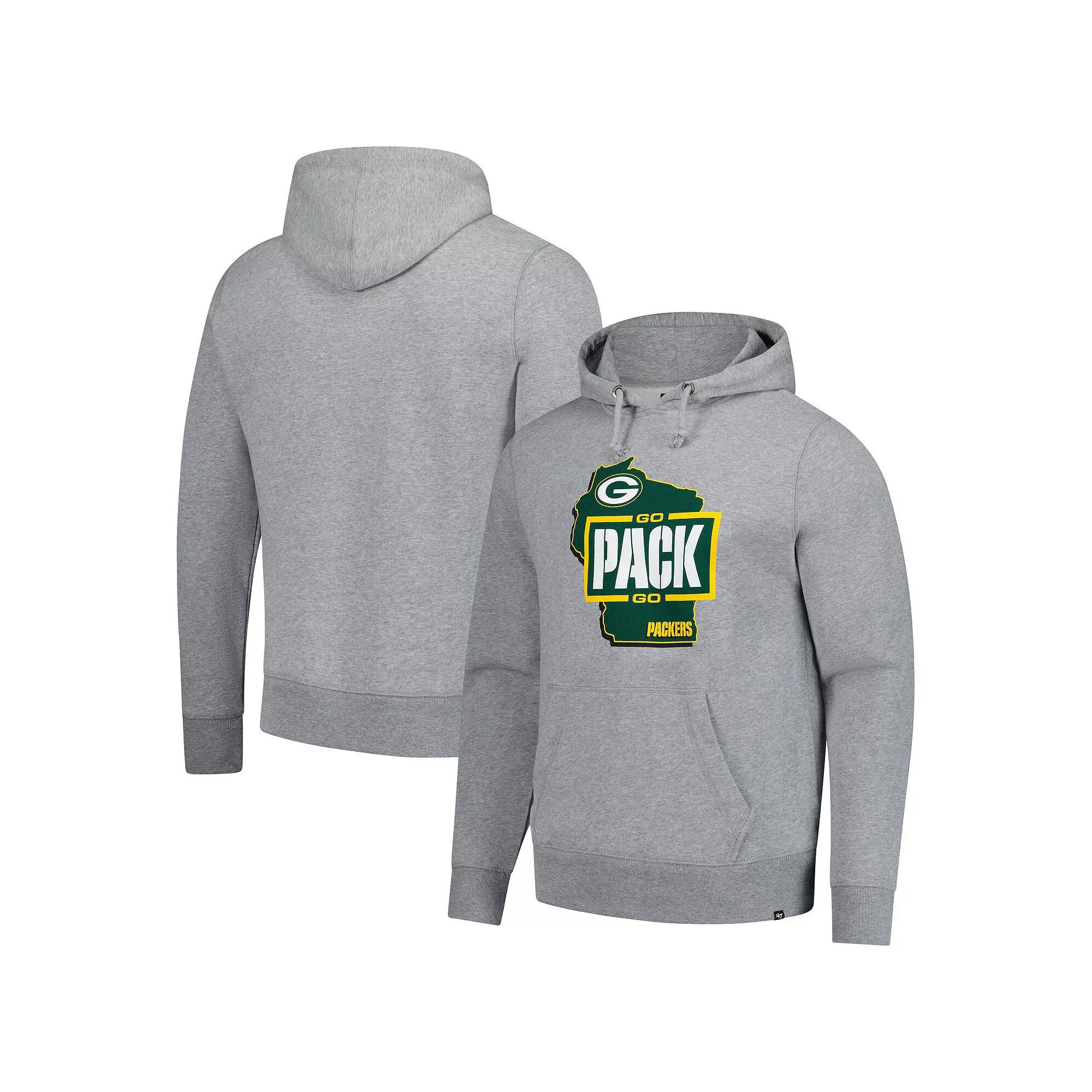 Men's '47 Gray Green Bay Packers Regional Headline Pullover Hoodie,  Product Image