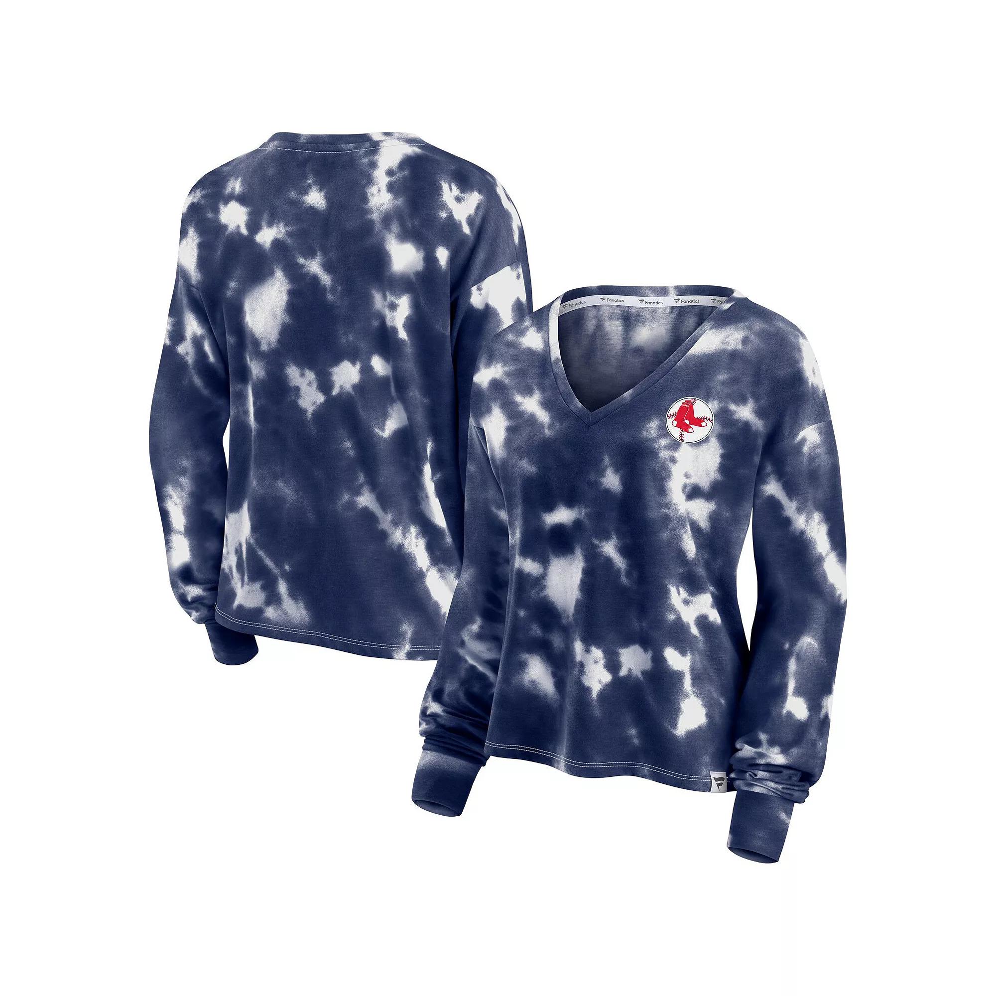 Women's Fanatics Branded White/Black Chicago White Sox Tie-Dye V-Neck Pullover Cropped Tee,  Product Image