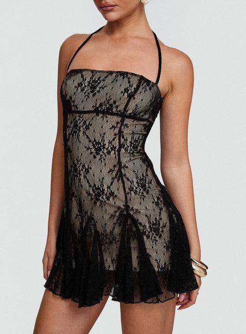 Delamere Lace Mini Dress Black Product Image