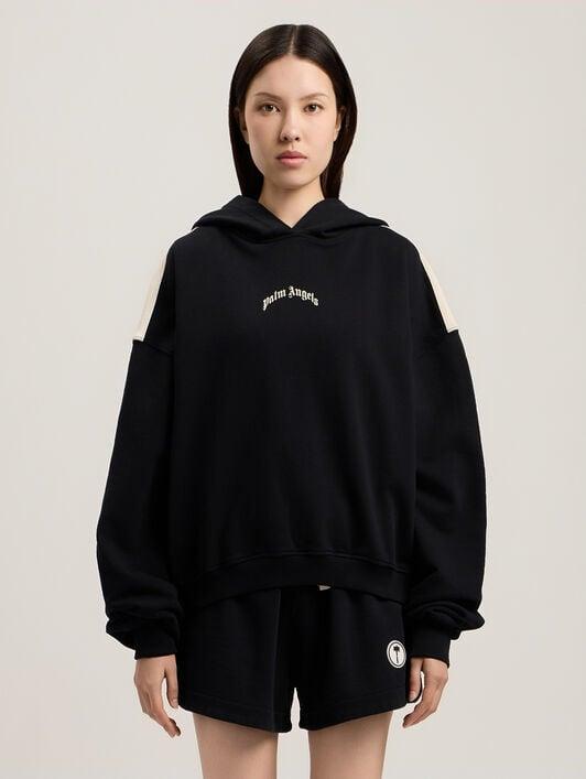 Curved Logo Loose Crop Hoodie Product Image