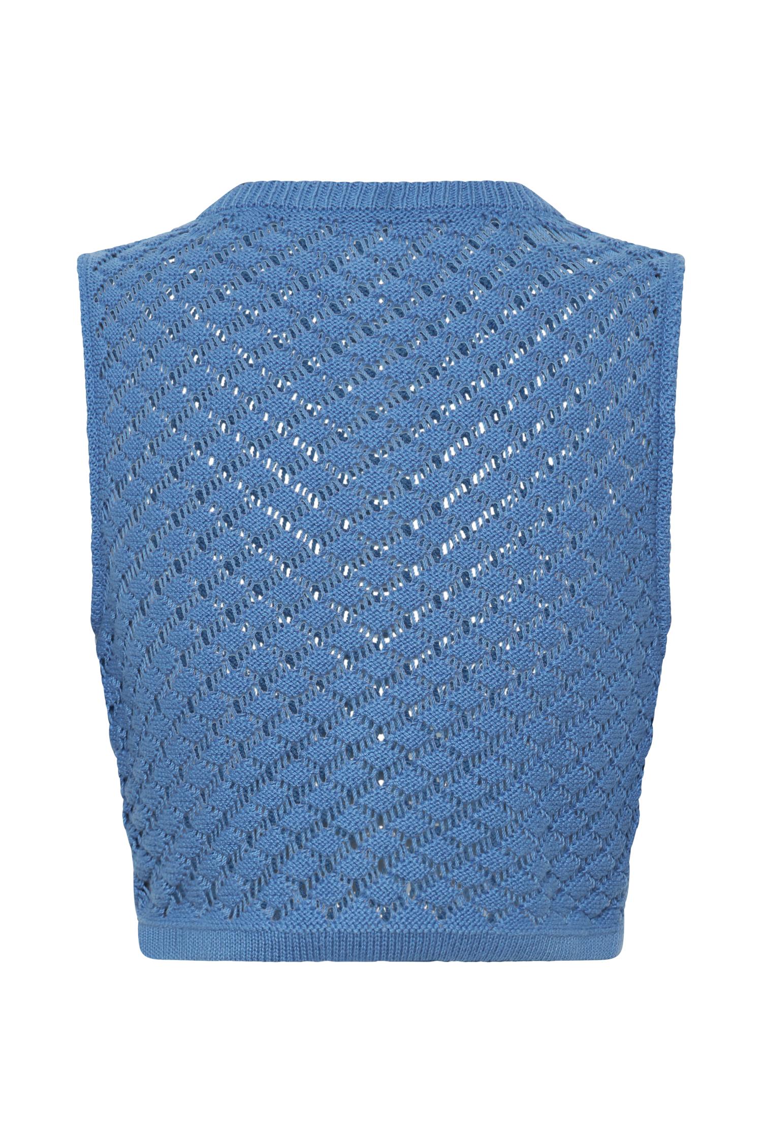 Lorenza Crochet Button Down Crop Top - Periwinkle Product Image