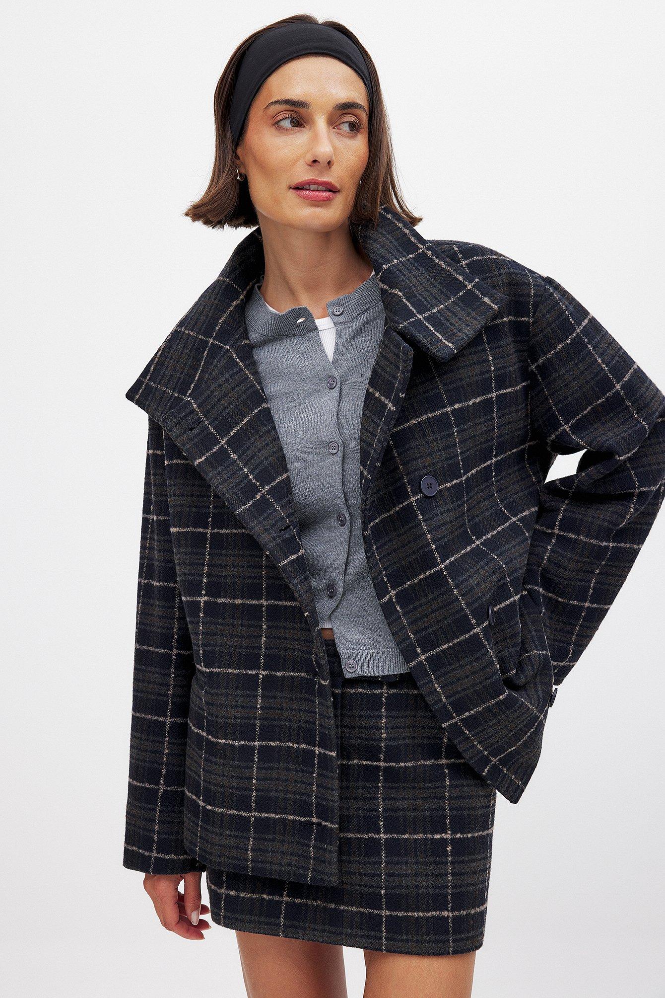 Checked Oversized Short Jacket Product Image