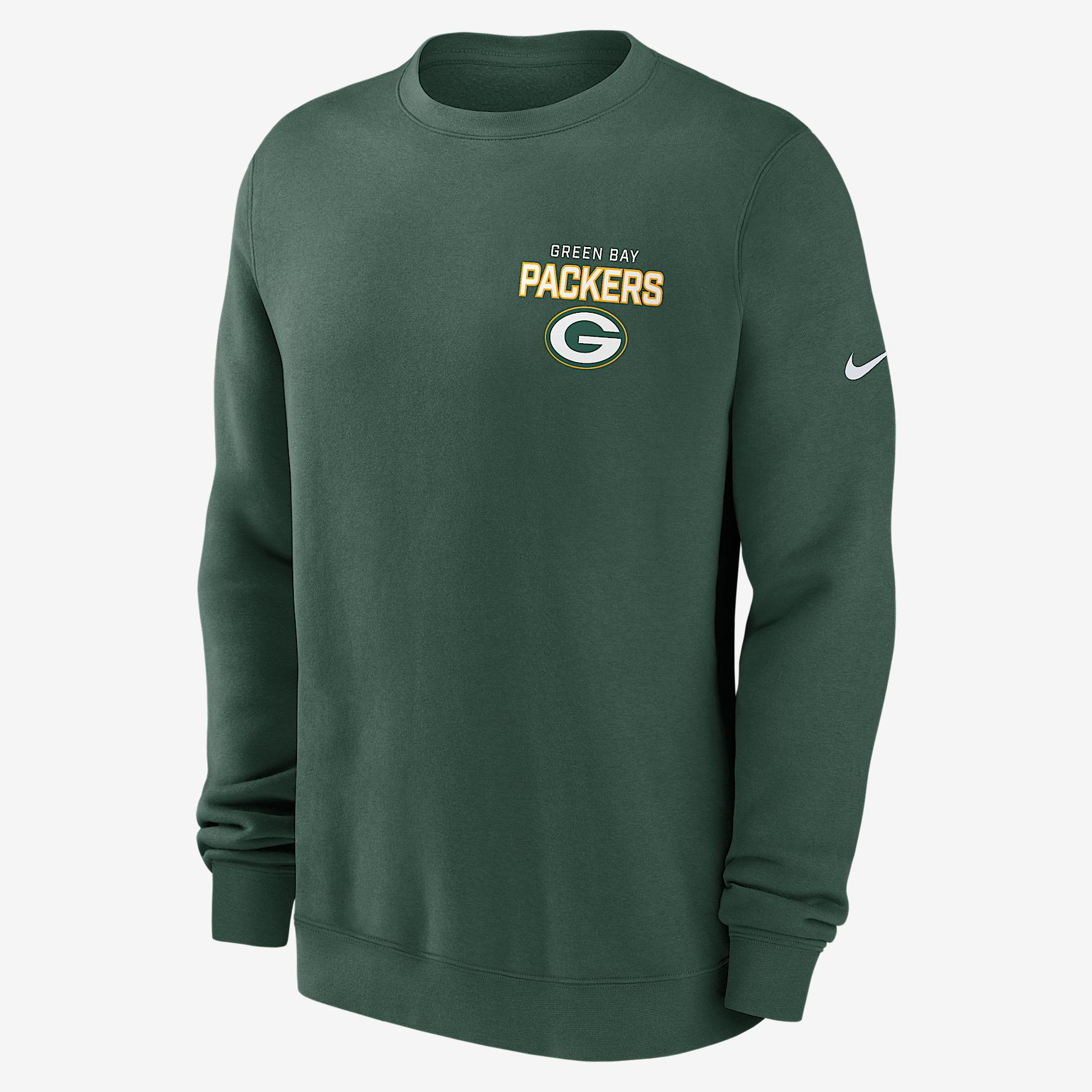 Green Bay Packers Draw Block Club Nike Mens NFL Pullover Crew | NKPV3EE7T-KU0 Product Image