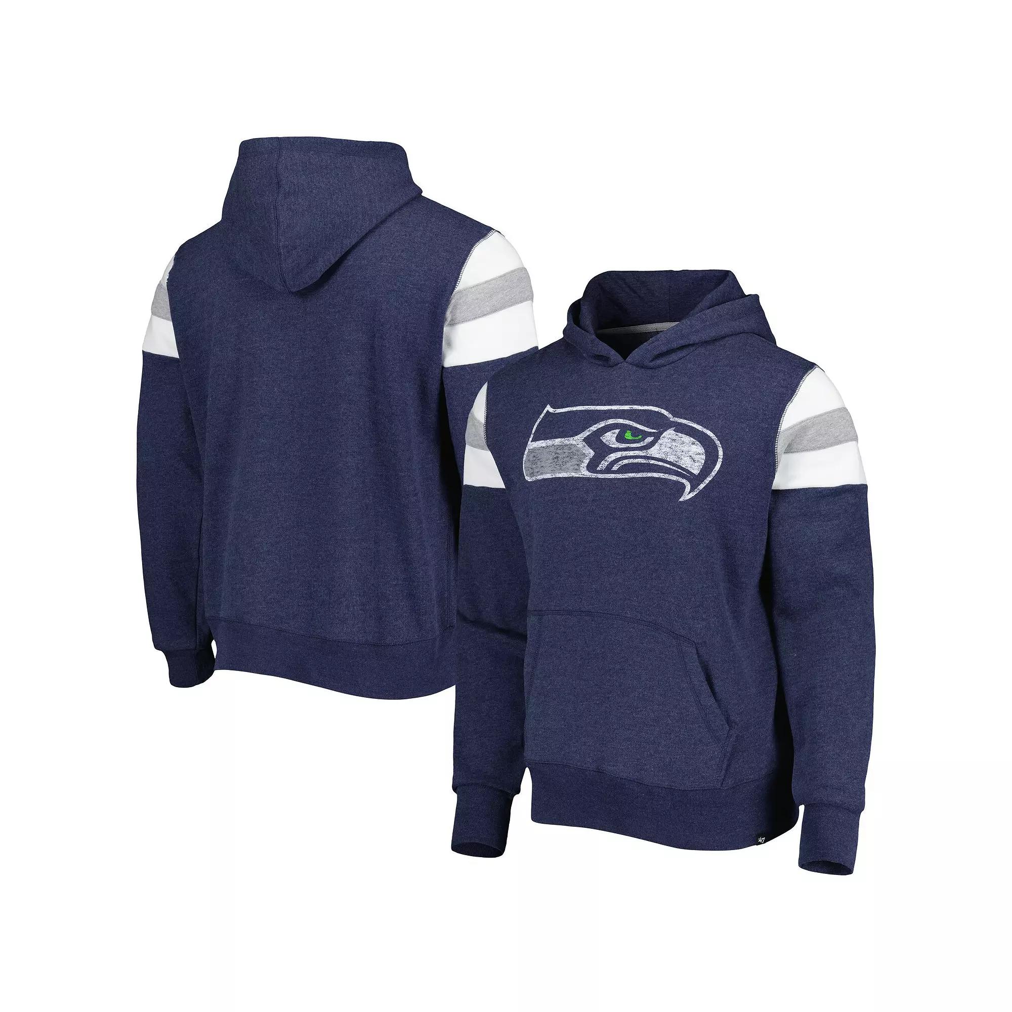Men's '47 Heathered Blue Seattle Seahawks Premier Nico Pullover Hoodie,  Product Image