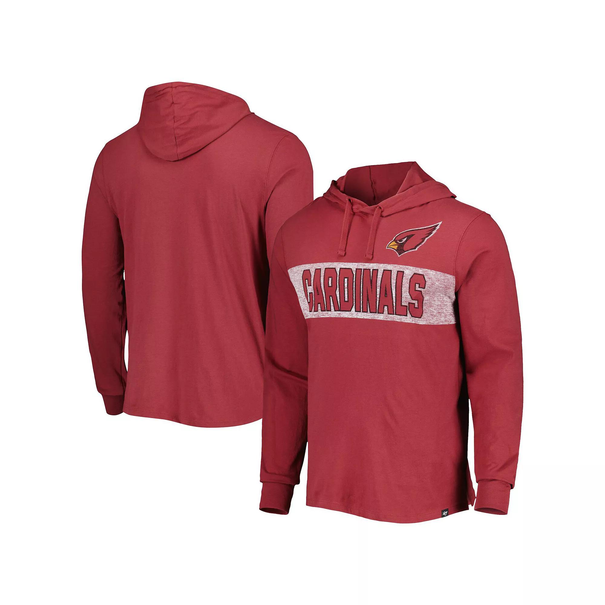 Men's '47 Cardinal Arizona Cardinals Field Franklin Hooded Long Sleeve T-Shirt,  Product Image