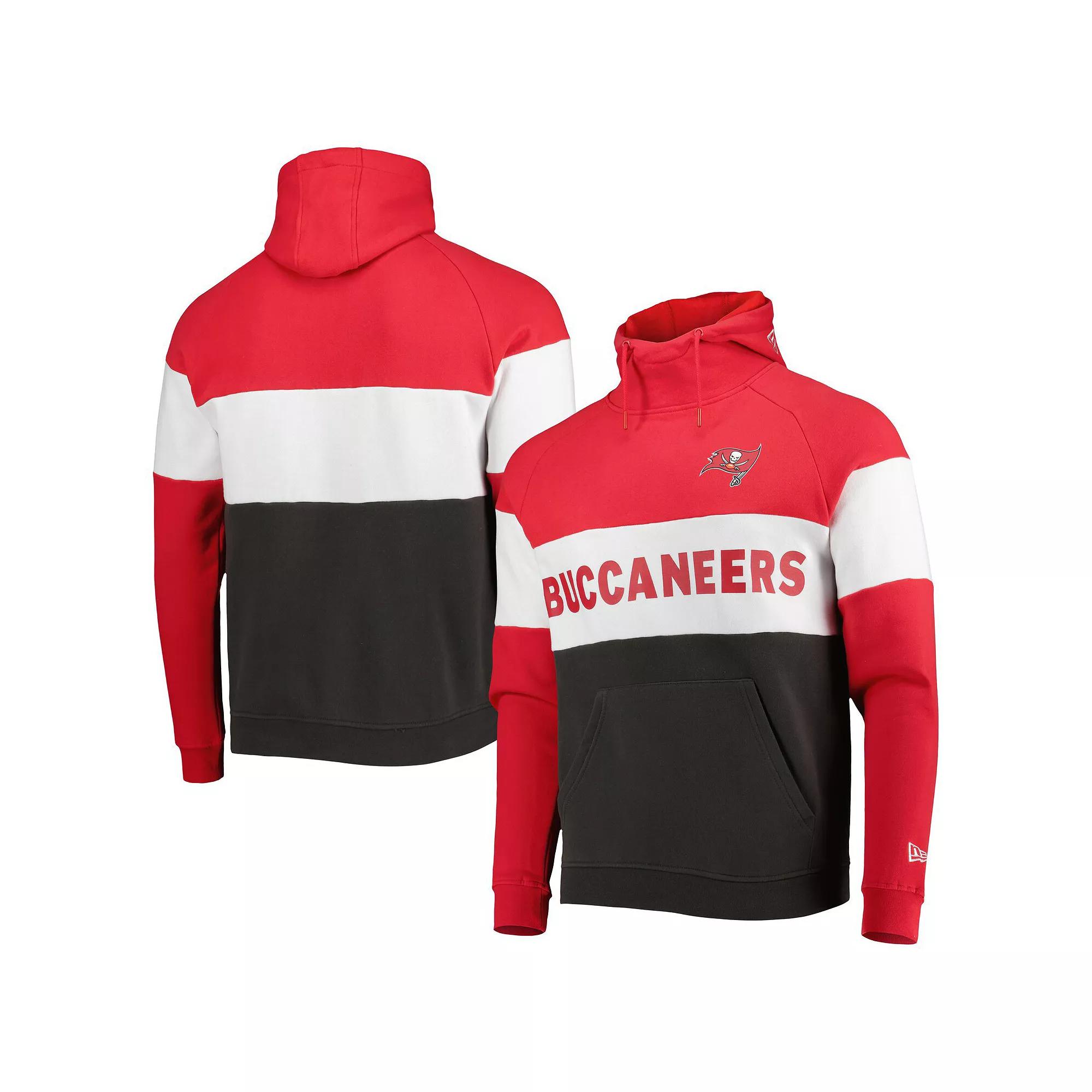 Men's New Era Heather Charcoal/Red Tampa Bay Buccaneers Colorblock Current Pullover Hoodie, Size: XL Product Image