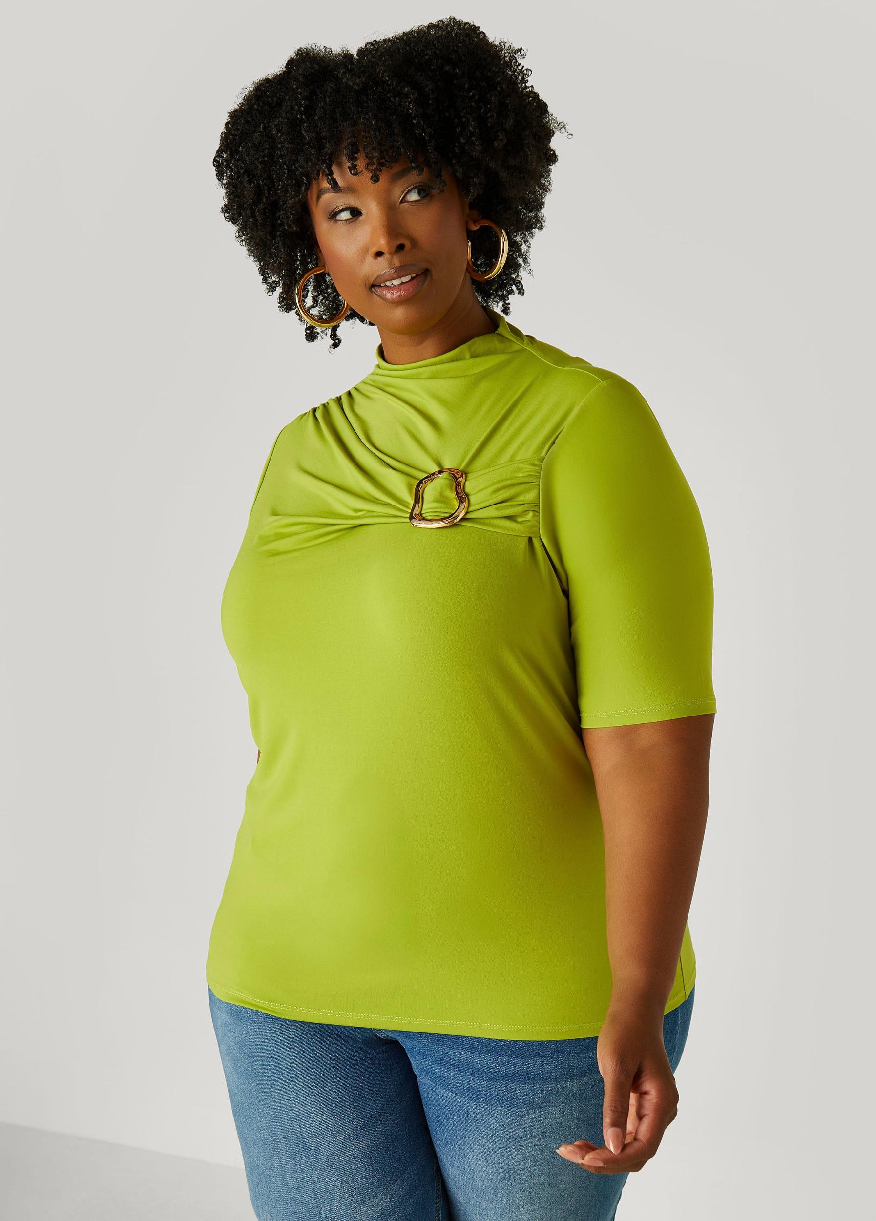 Plus Size Gathered Embellished Top Ashley Stewart Product Image