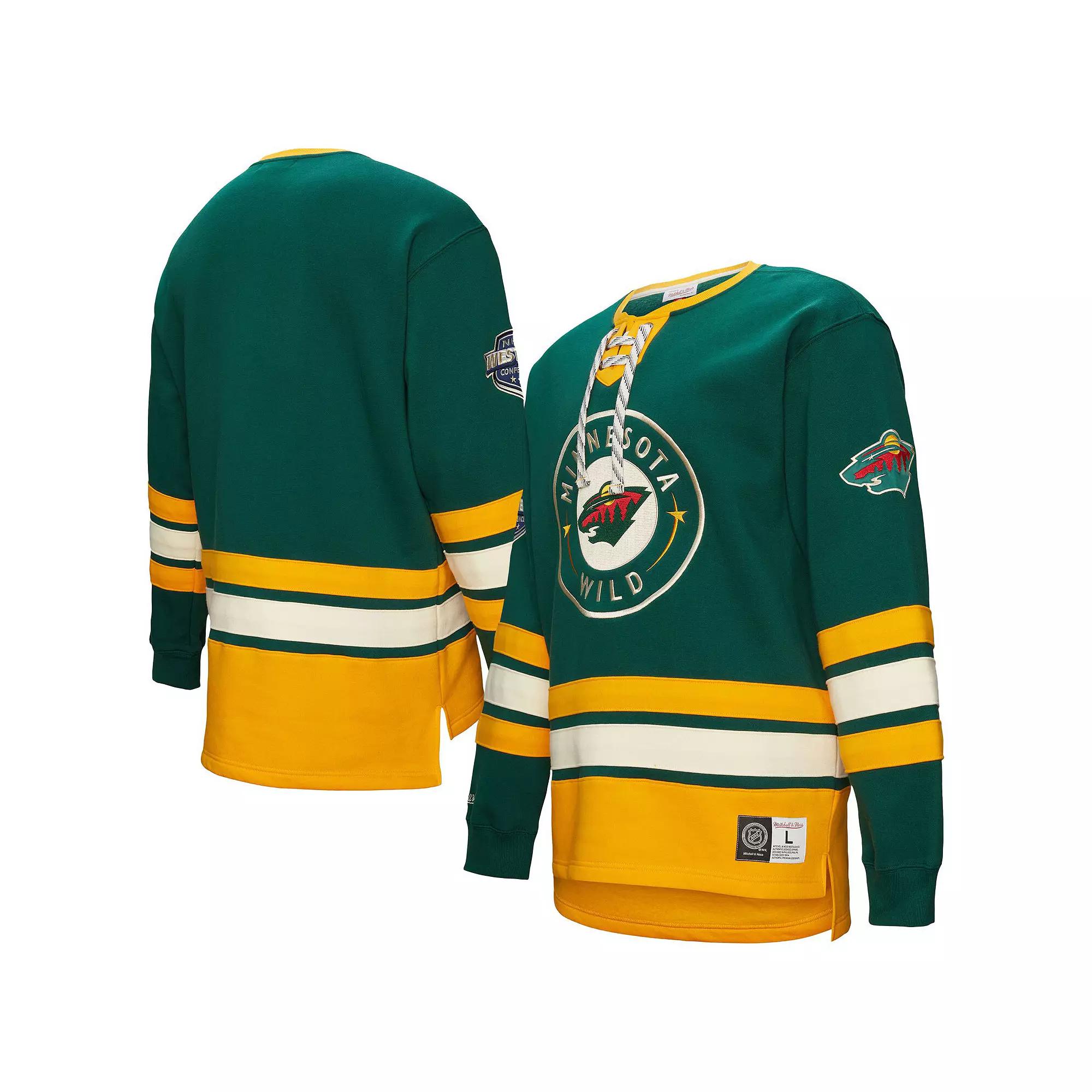 Men's Hunter Green Minnesota Wild Heritage Lace-Up Pullover Sweatshirt, Size: Medium, Team Product Image