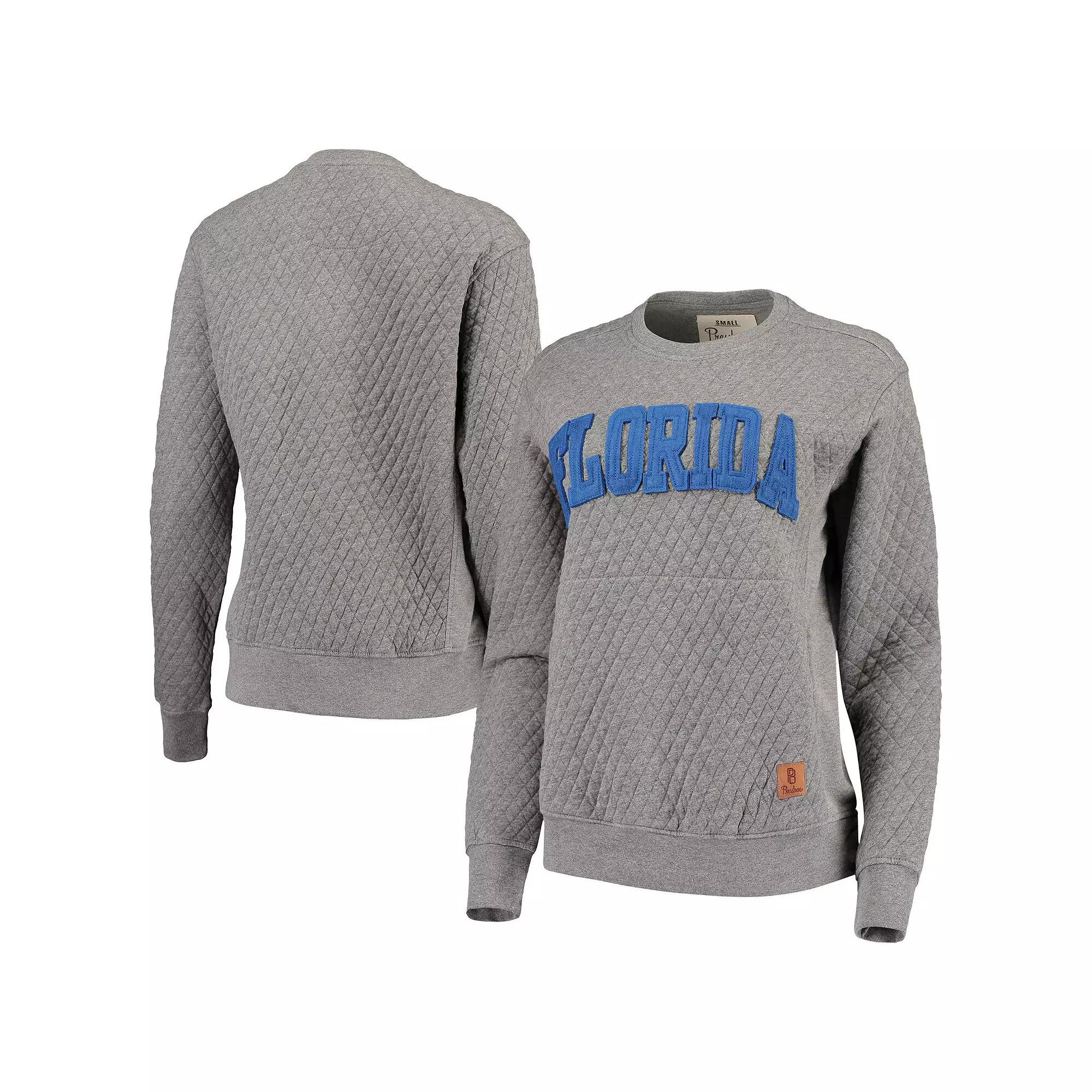 Women's Pressbox Heather Charcoal Florida Gators Moose Quilted Pullover Sweatshirt,  Product Image