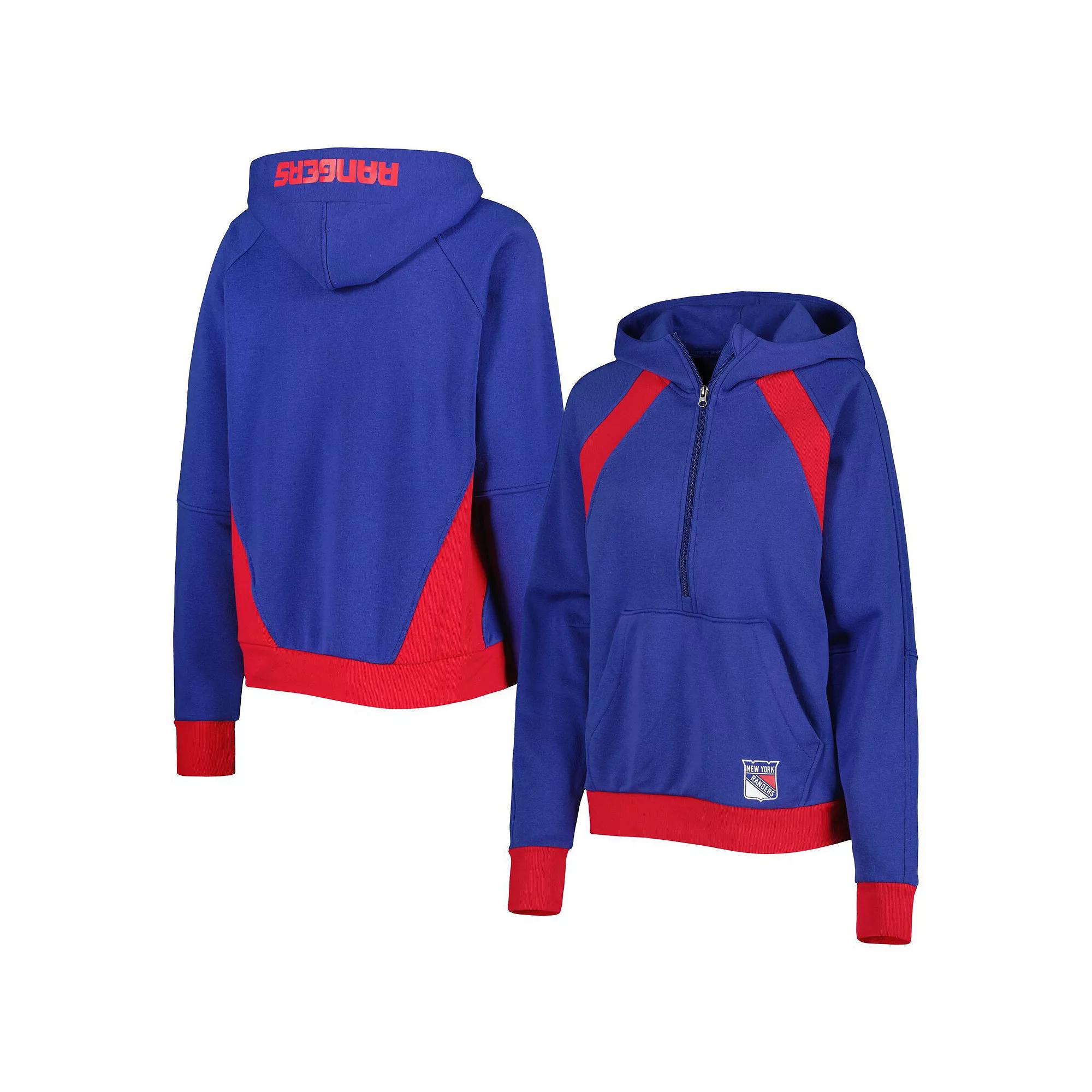 Women's Starter Blue New York Rangers Wishbone Half-Zip Hoodie, Size: Small, Ran Blue Product Image