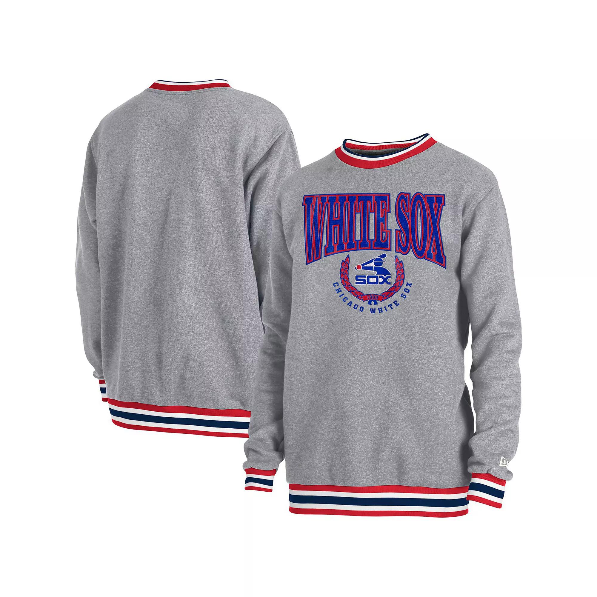 Men's New Era  Heather Gray Chicago White Sox Throwback Classic Pullover Sweatshirt, Size: 2XL, Grey Product Image