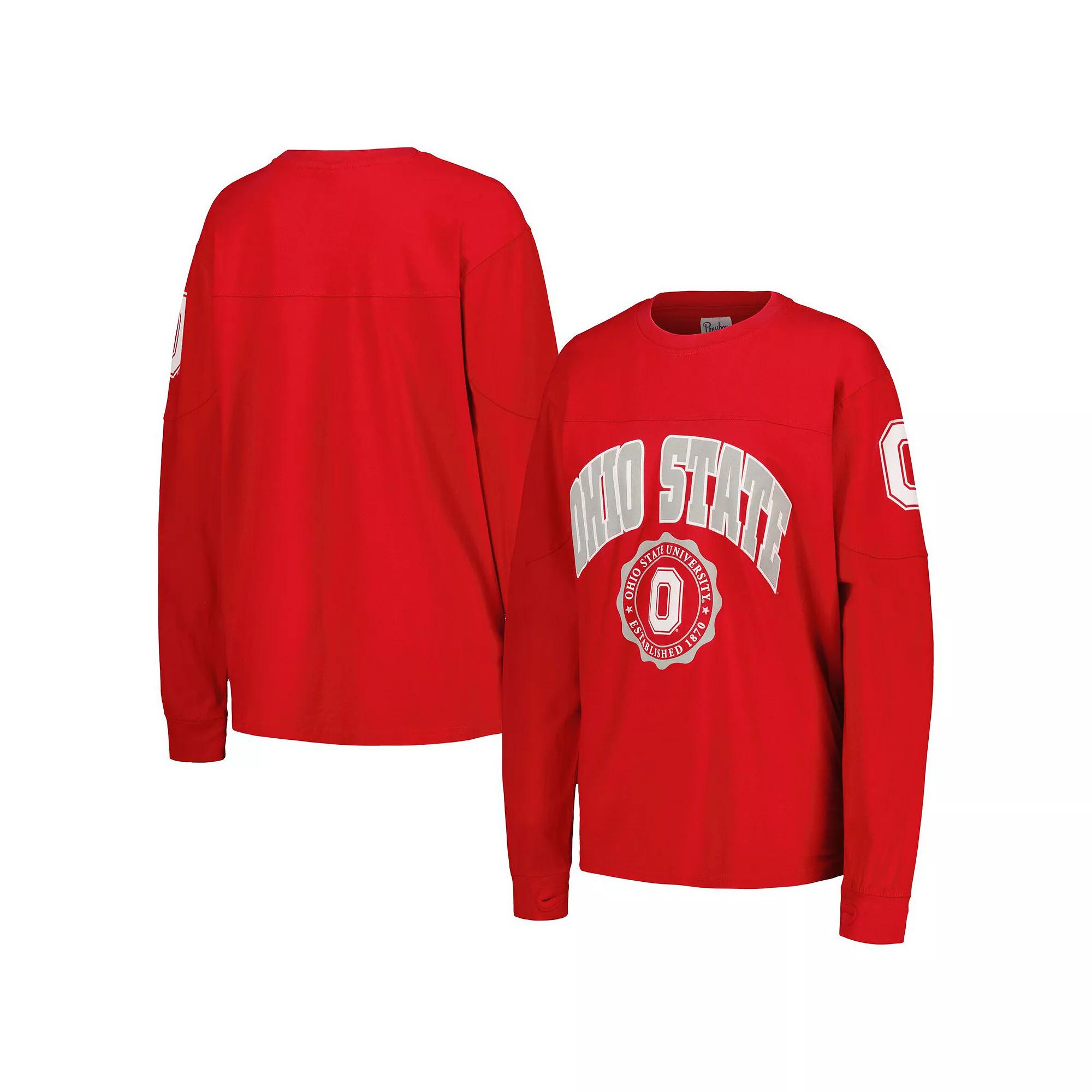 Women's Pressbox Scarlet Ohio State Buckeyes Edith Long Sleeve T-Shirt,  Product Image