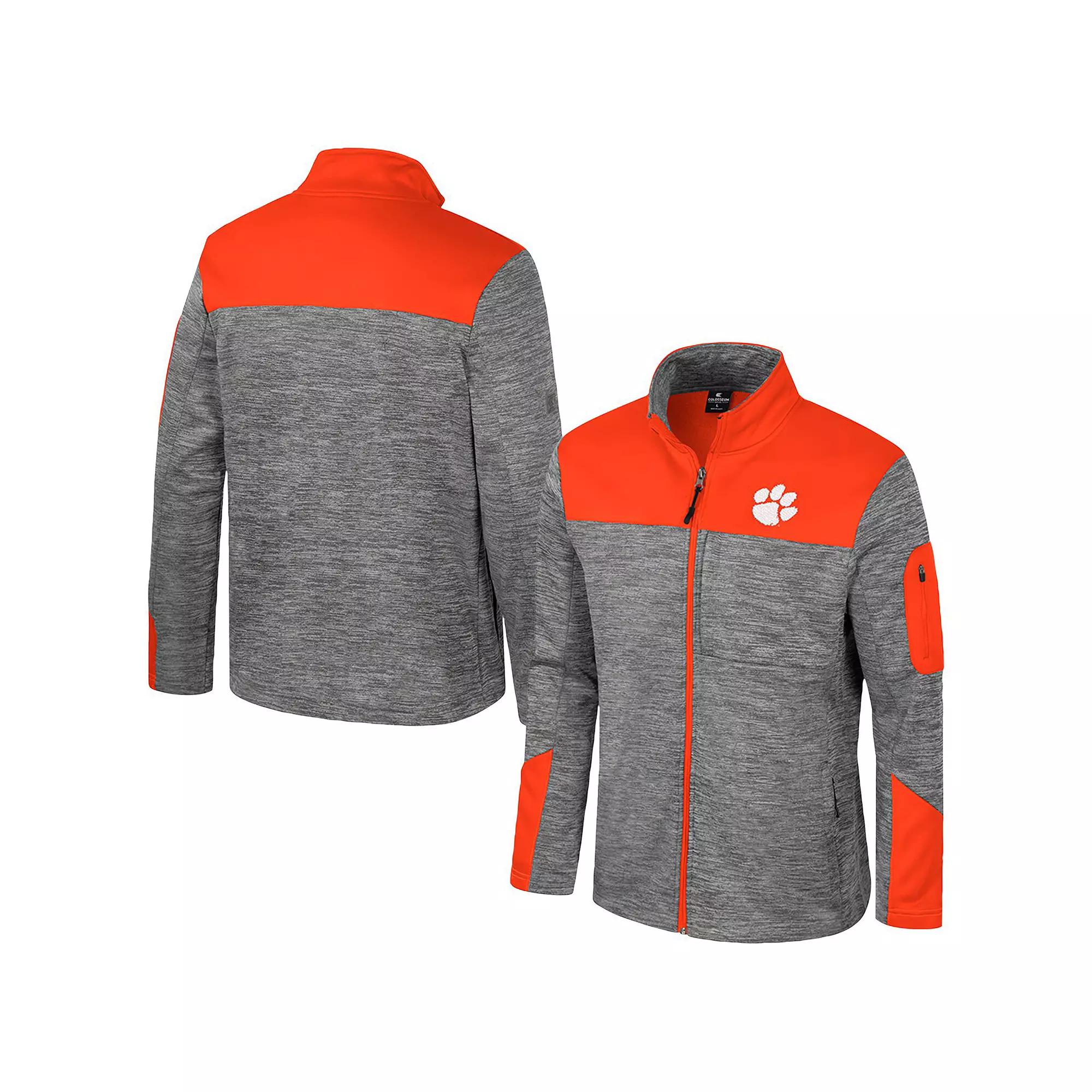 Men's Colosseum  Gray/Orange Clemson Tigers Guard Full-Zip Jacket, Size: 2XL, Grey Product Image