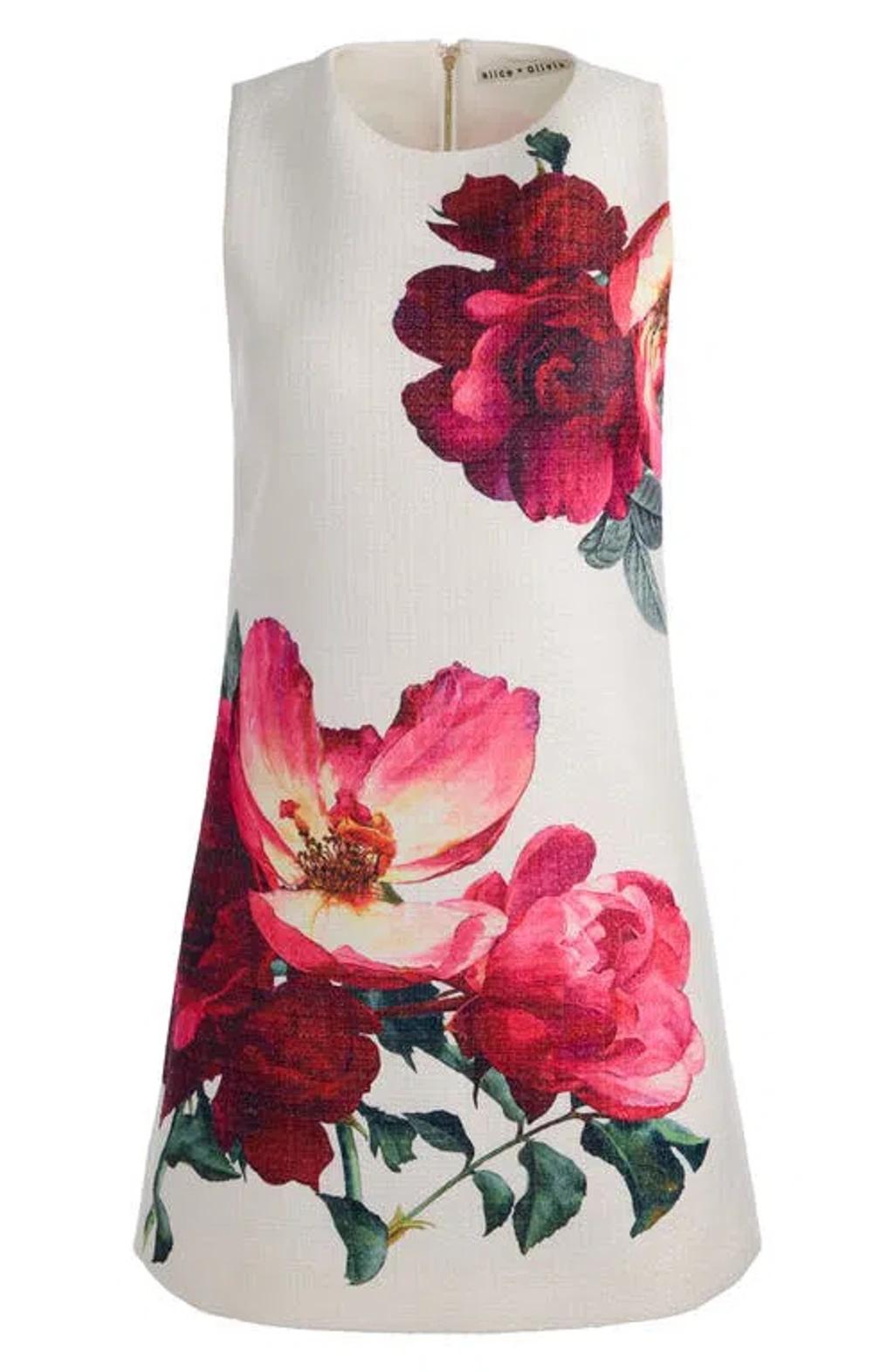 ALICE AND OLIVIA Clyde Floral A-line Shift Mini Dress In Multi Product Image