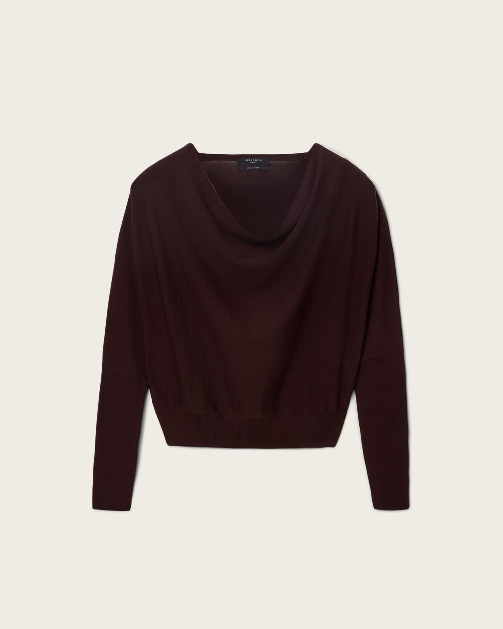 Ridley Cropped Sweater Port Red | ALLSAINTS US Product Image