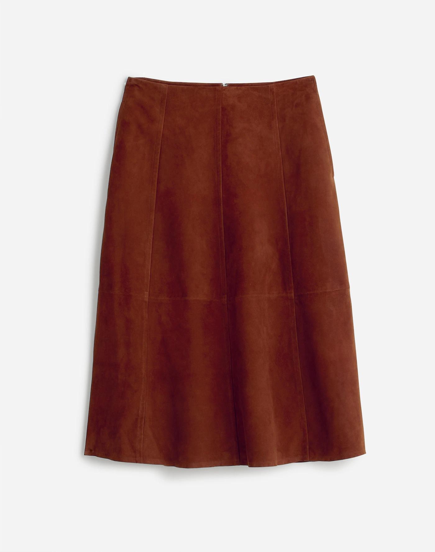 Suede Seamed Midi Skirt Product Image