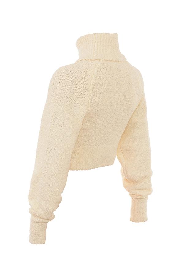 Nyala  cream soft boucle knit cropped sweater - sale Product Image