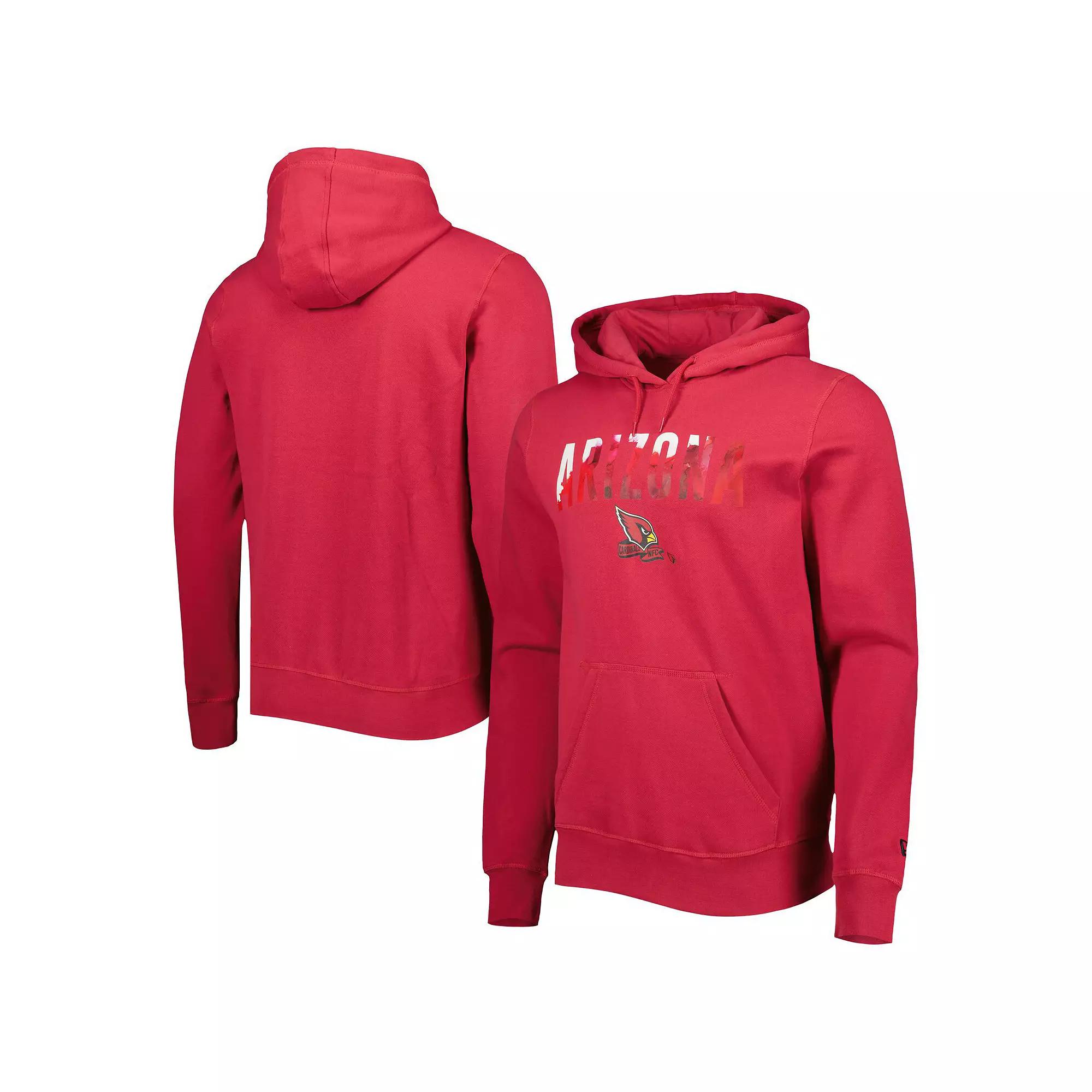 Men's New Era Cardinal Arizona Cardinals Ink Dye Pullover Hoodie,  Product Image