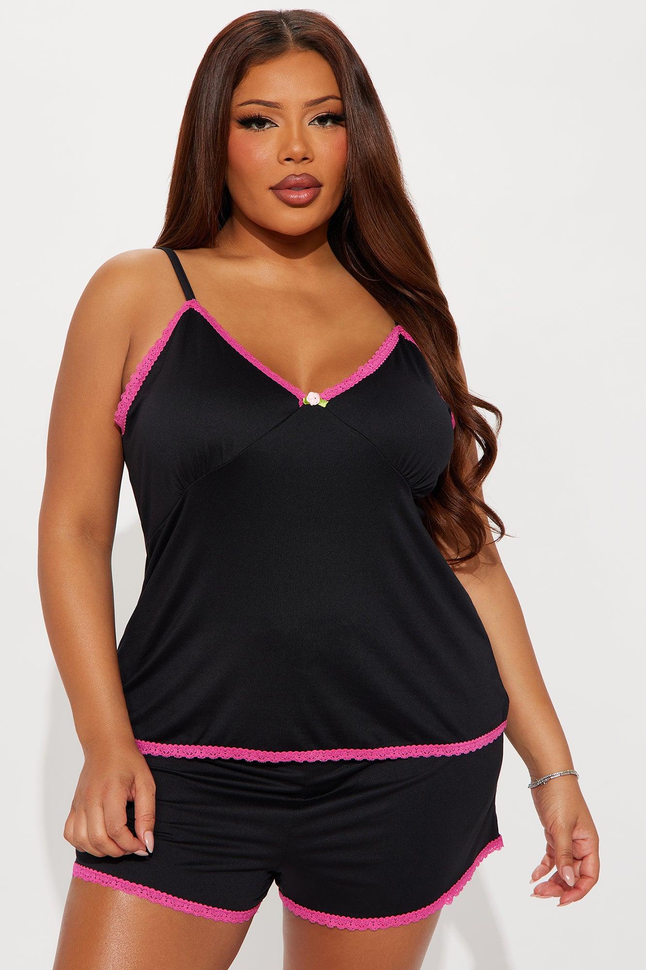 Sleepy Moments Cami PJ Short Set - Black/Pink Female Product Image