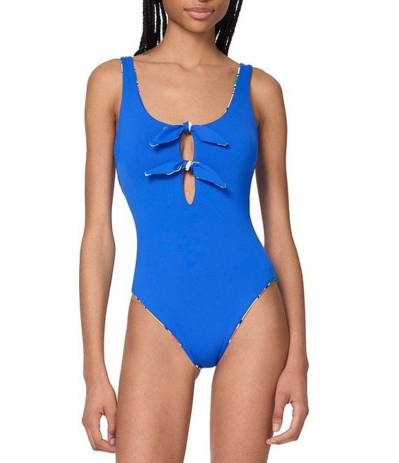 kate spade new york Reversible Scoop Neck Front Bow Accent One Piece Swimsuit Product Image