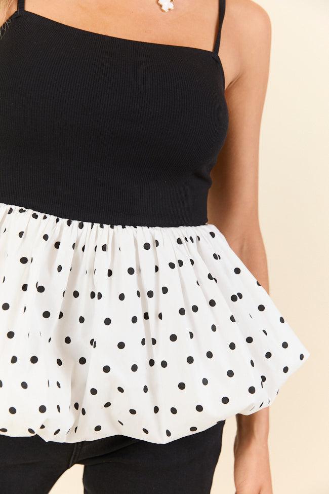Polka Dot Pop Bubble Hem Knit Top FINAL SALE Product Image
