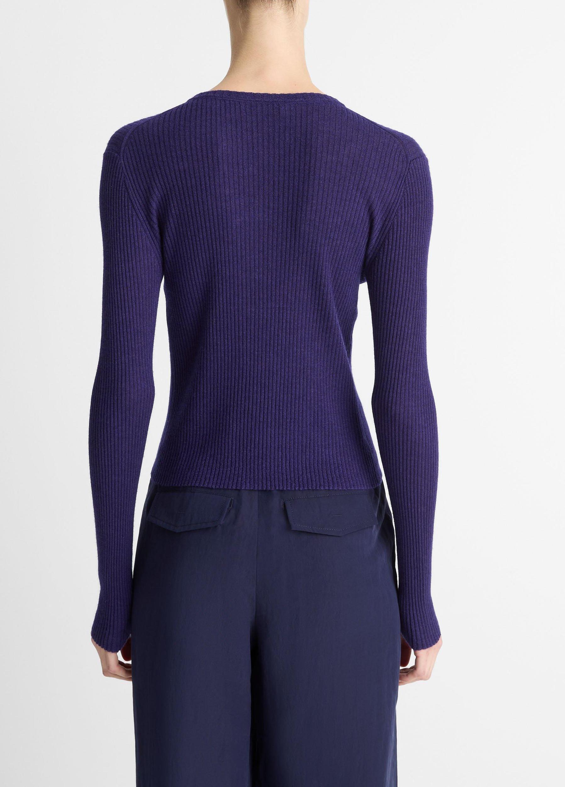 Ribbed Cashmere-Silk Henley Sweater Product Image