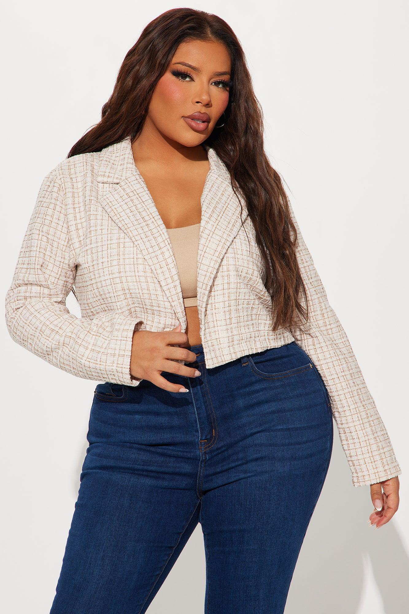 Charlie Tweed Cropped Blazer - Cream Product Image