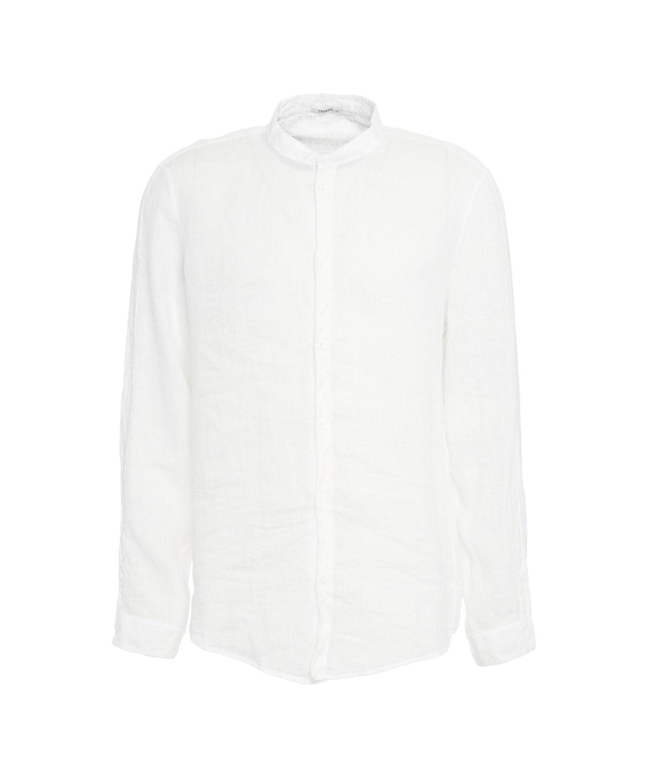 Linen shirt with mandarin collar Product Image