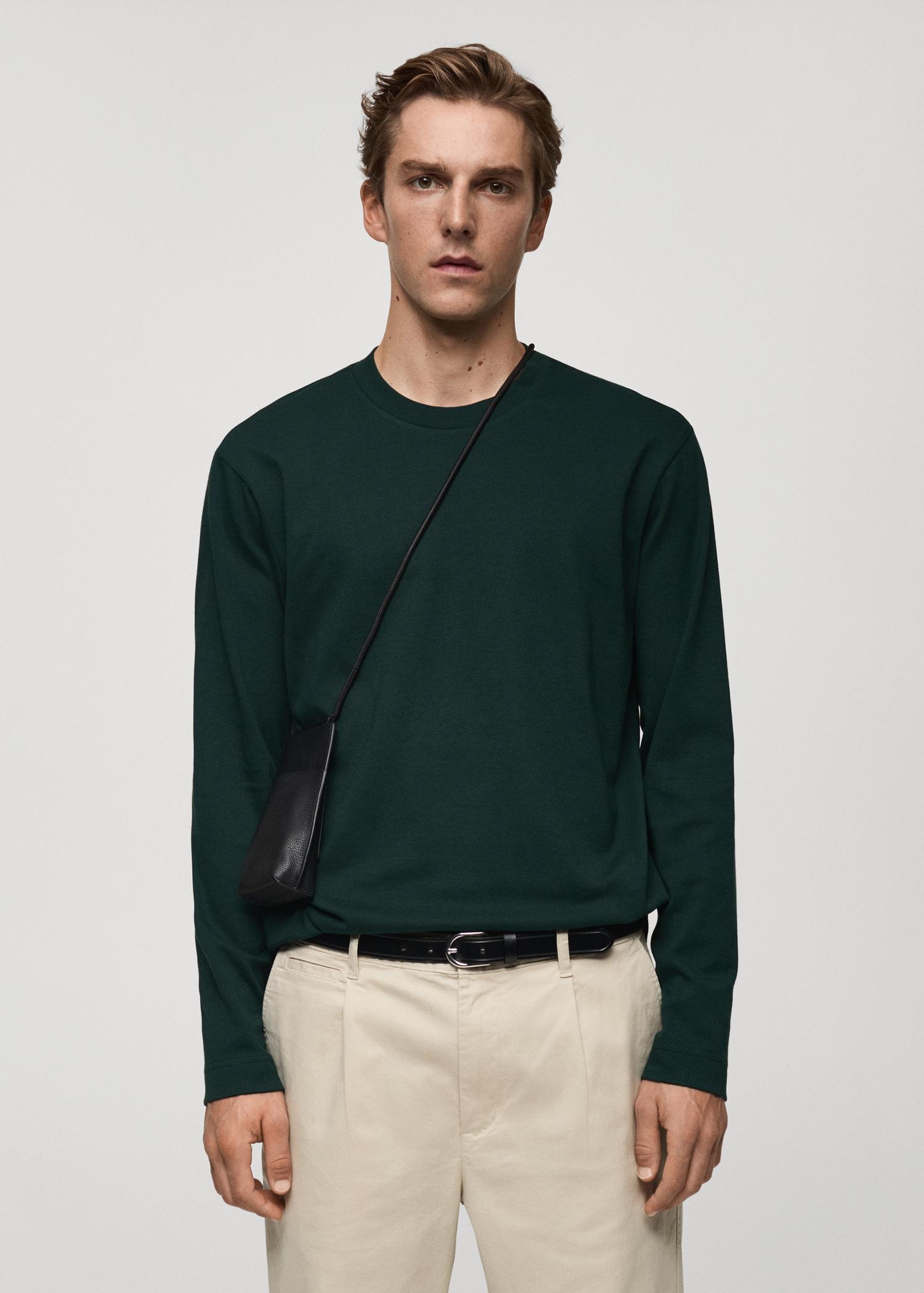 Long-sleeved regular-fit t-shirt - Men | MANGO USA Product Image