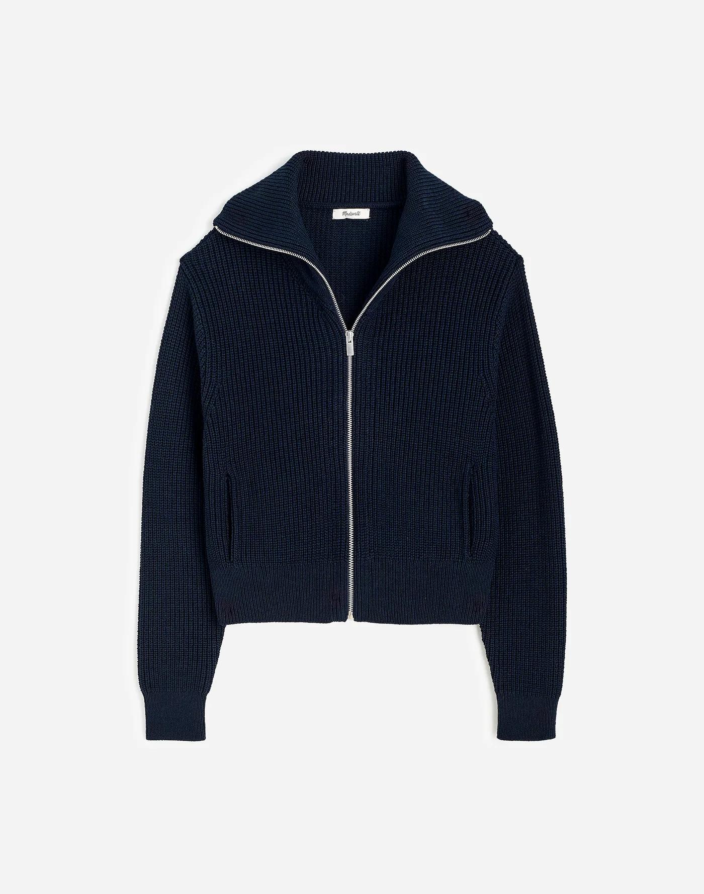 Ribbed Zip-Front Cardigan Product Image