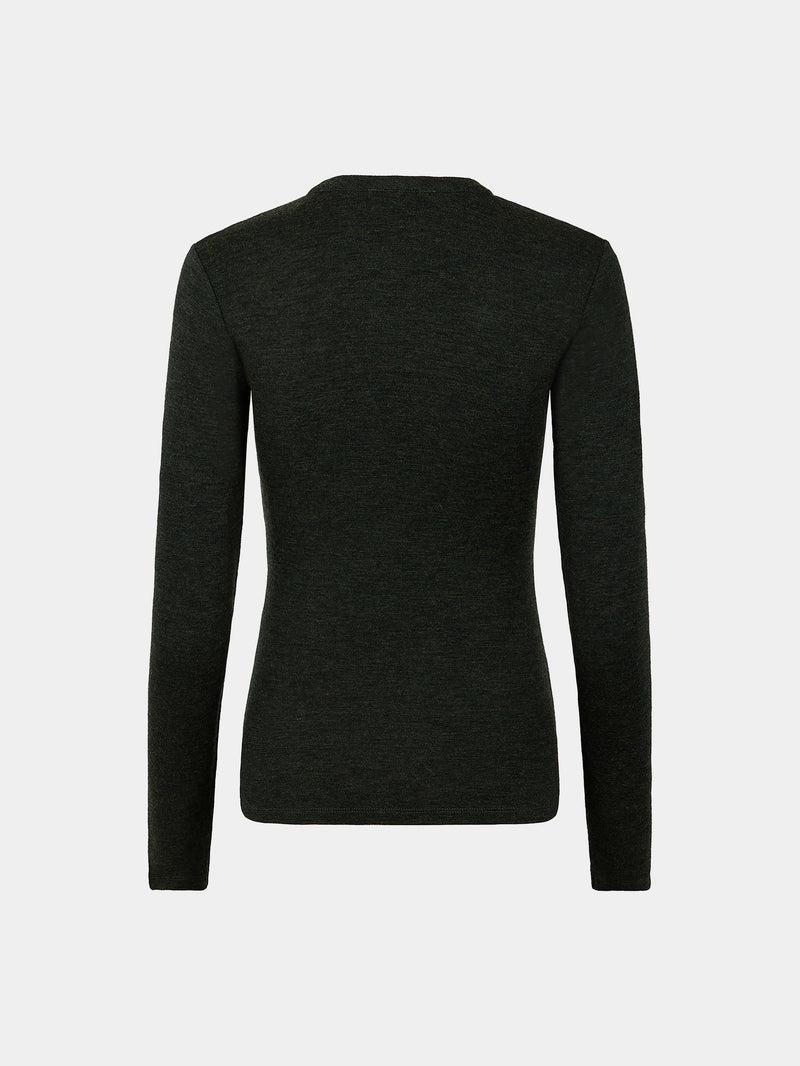 Khaki drapé pression top Product Image