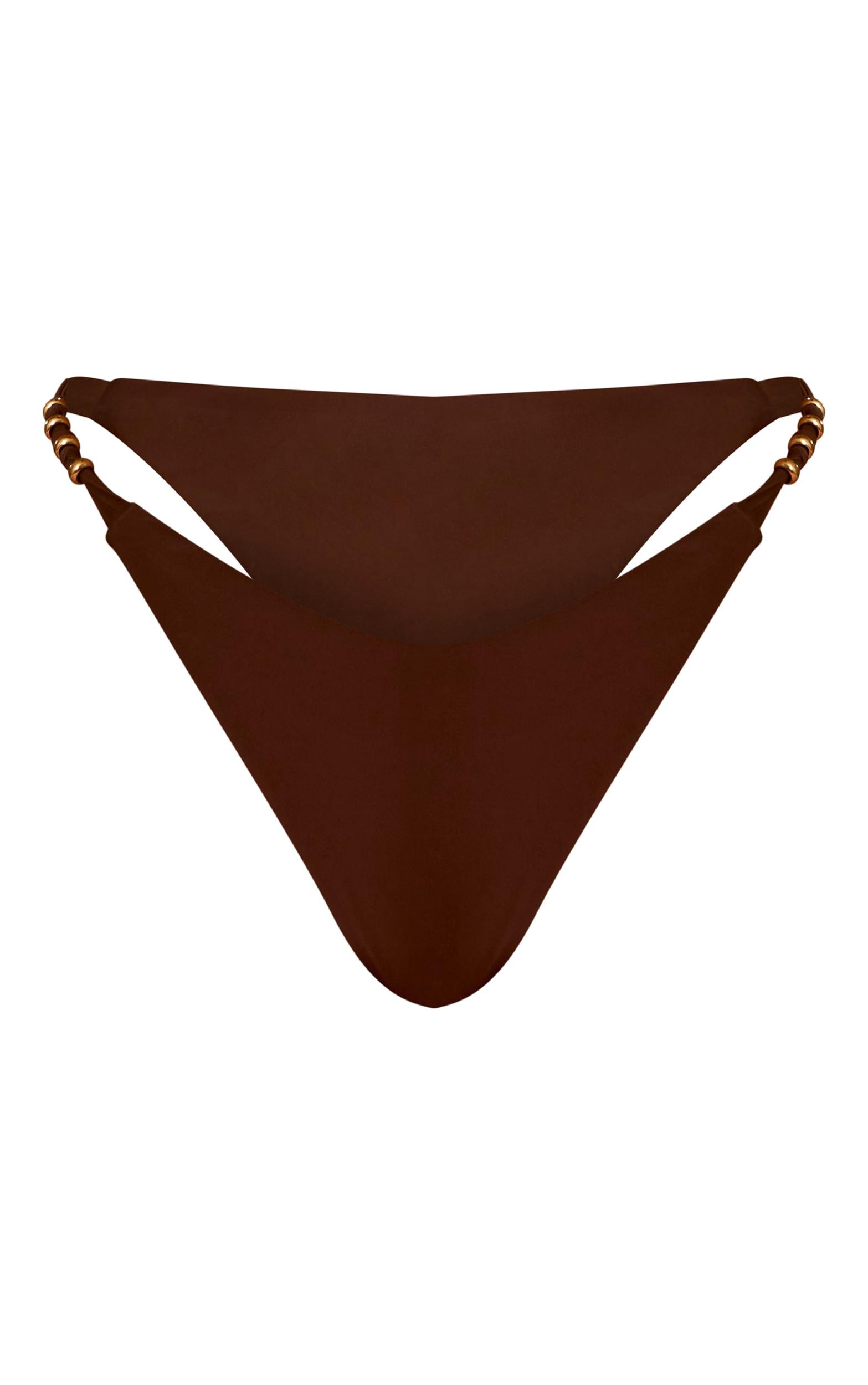  Chocolate Bead Detail Tanga Bikini Bottoms Product Image