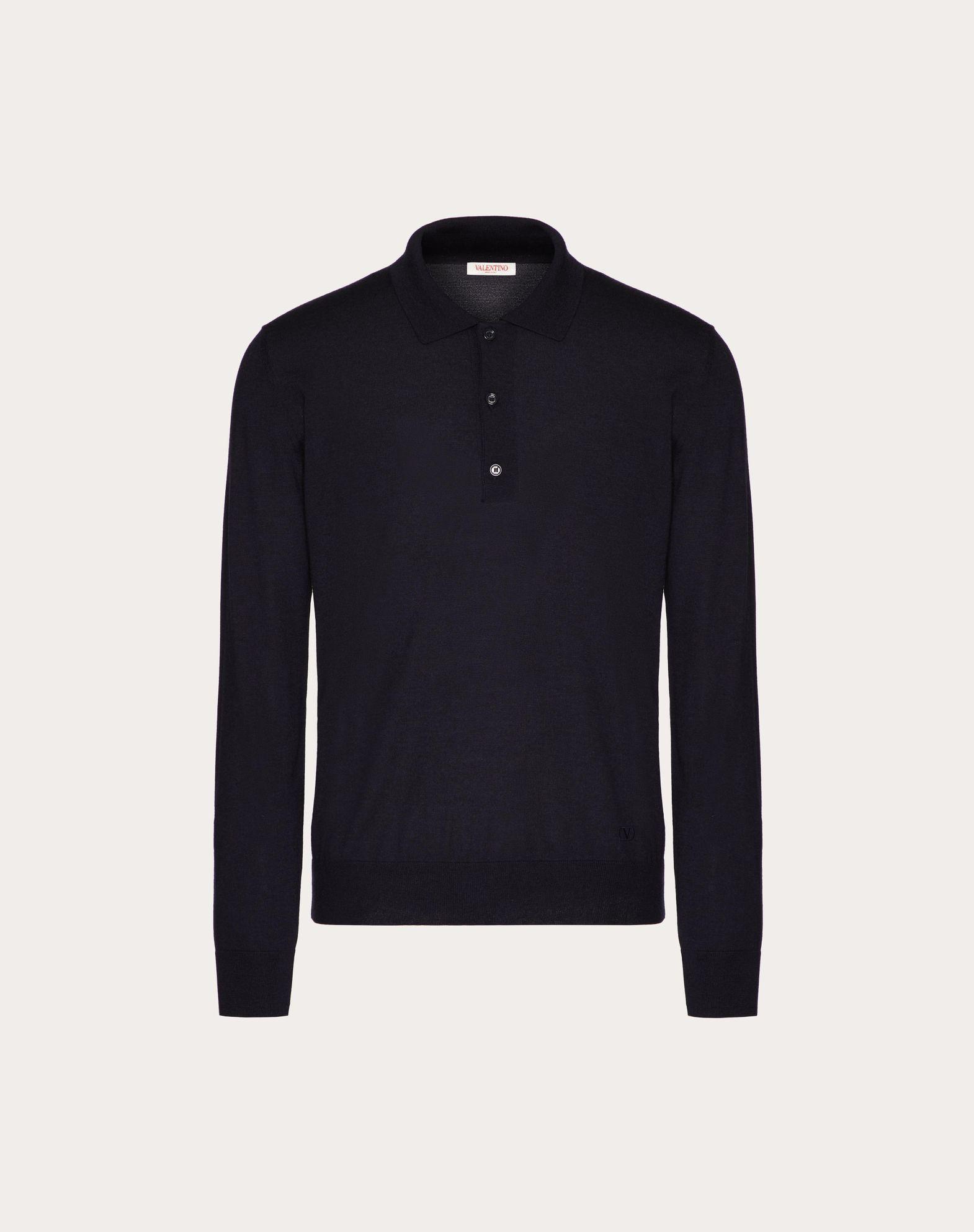 Long-Sleeve Cashmere And Silk Polo Shirt With Vlogo Signature Embroidery Product Image