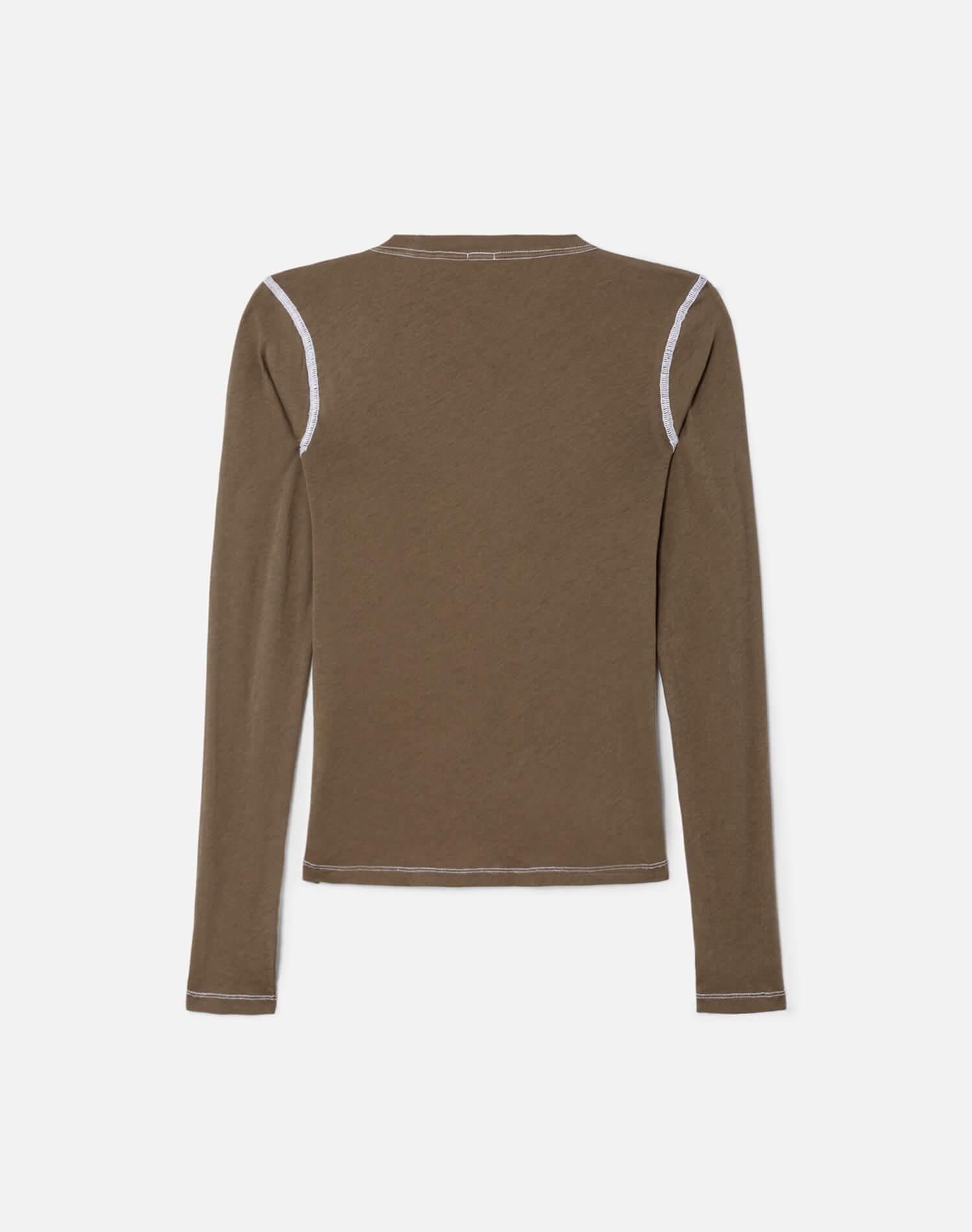 Hanes Sheer Long Sleeve Tee - Cypress With White Female Product Image