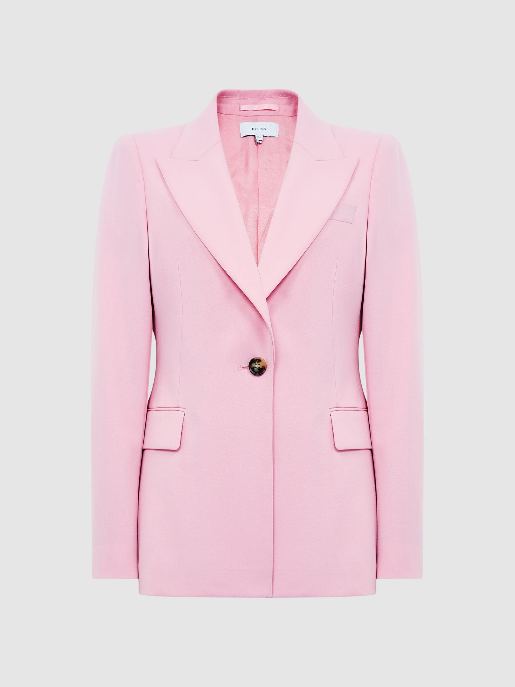 Single Breasted Wool Blend Blazer in Pink Product Image