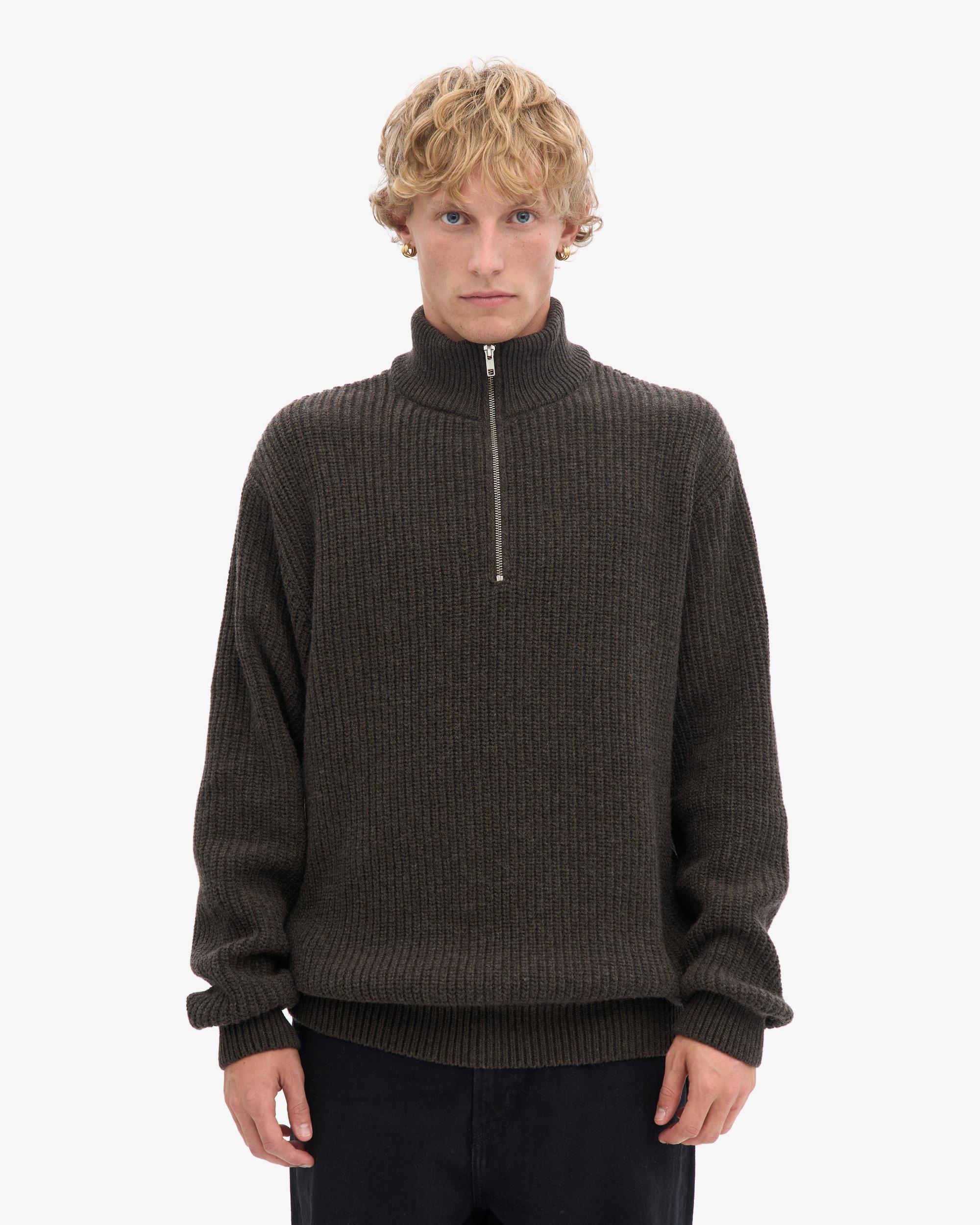 Merino Quarter Zip - Coffee Brown Product Image