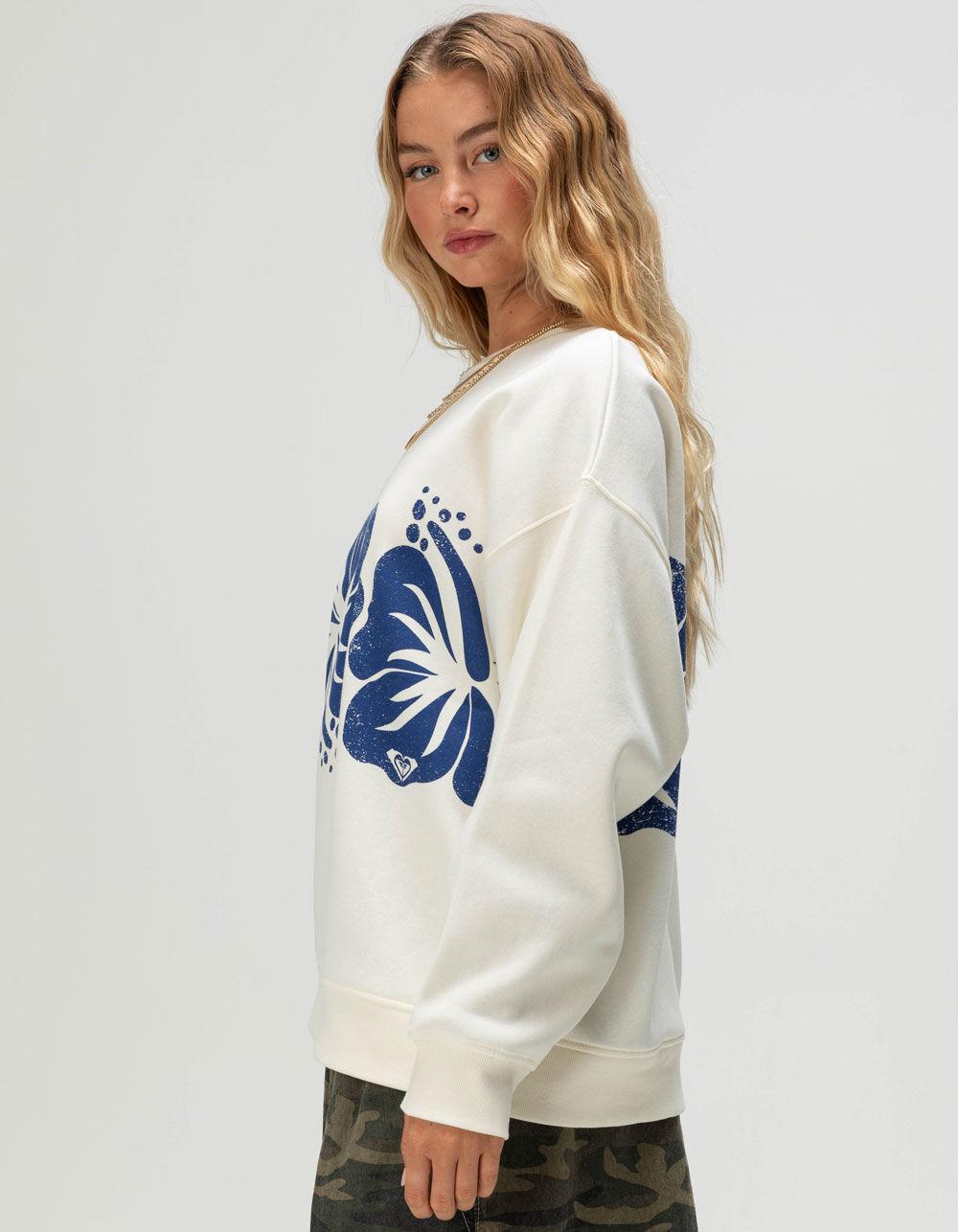 ROXY Morning Hike Womens Crewneck Sweatshirt - WHITE Product Image