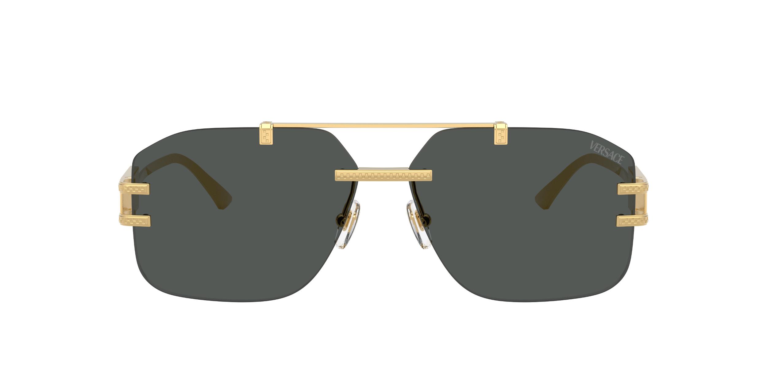 VERSACE 60mm Rectangular Sunglasses In Dark Grey Product Image