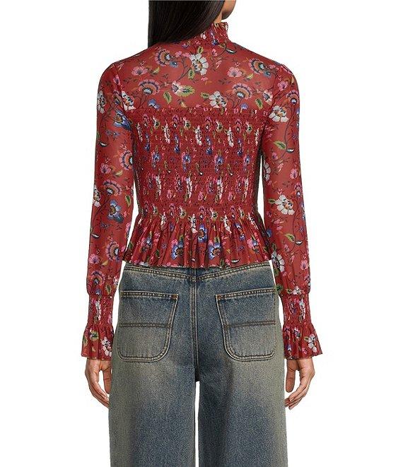 C&V Chelsea & Violet Floral Print Long Sleeve Smocked Coordinating Top Product Image