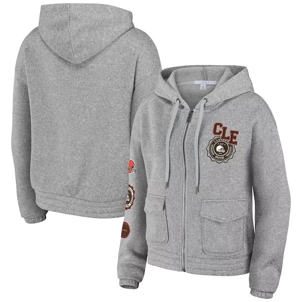 Women's WEAR by Erin Andrews Heather Gray Cleveland Browns Full-Zip Hoodie,  Product Image
