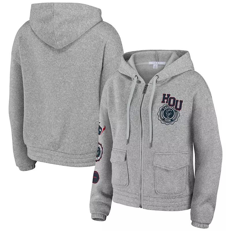 Women's WEAR by Erin Andrews Heather Gray Houston Texans Full-Zip Hoodie, Size: 2XL, Grey Product Image