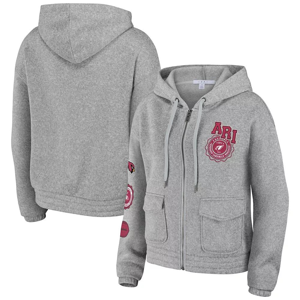 Women's WEAR by Erin Andrews Heather Gray Arizona Cardinals Full-Zip Hoodie, Size: Small, Grey Product Image