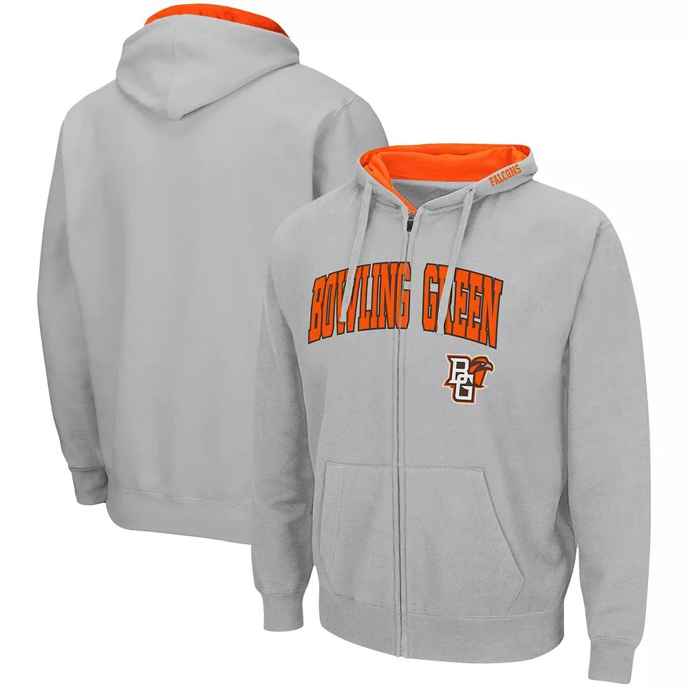Men's Colosseum Gray Bowling Green St. Falcons Arch & Logo 3.0 Full-Zip Hoodie, Size: XL, Bwg Grey Product Image