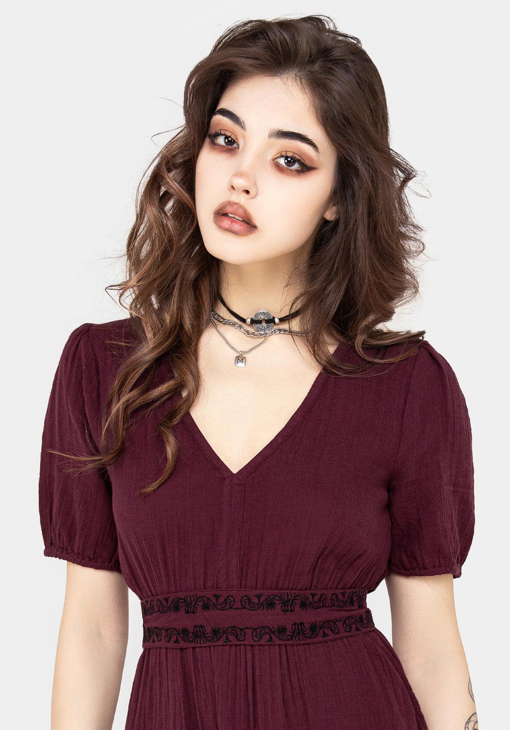 Poultice Embroidered Cotton Midi Dress Product Image