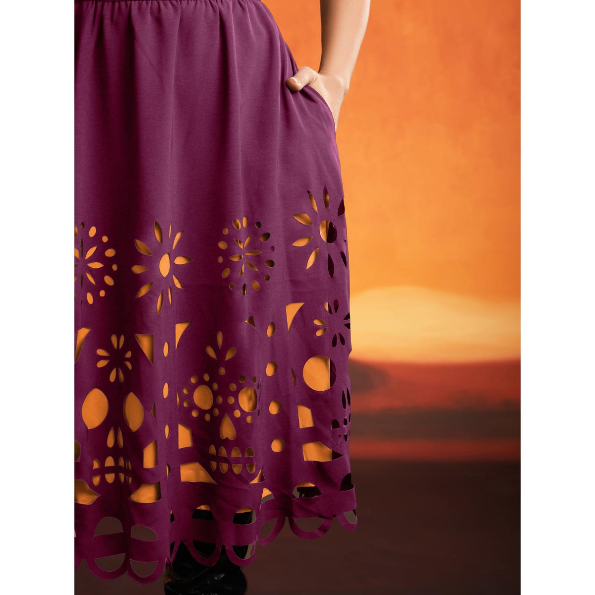 Plus Size Skull Burnout Cami Midi Dress Deeppurplered Women Playful Contrast Party Curvy Bloomchic 22-24/3X Product Image