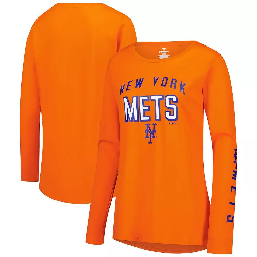 Women's Fanatics Orange New York Mets Team Long Sleeve T-Shirt,  Product Image