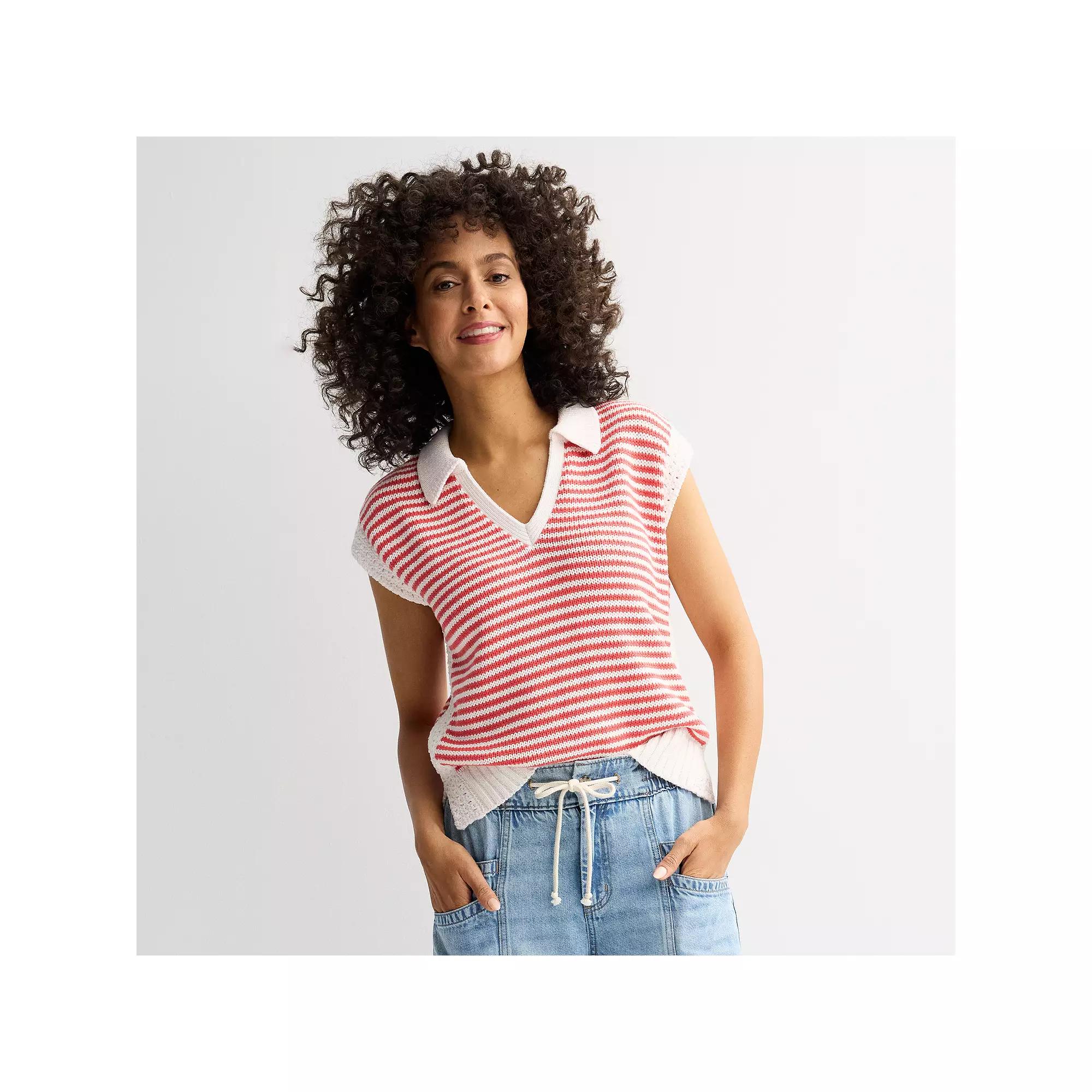 Womens Sonoma Goods For Life Collared Sweater Vest Product Image