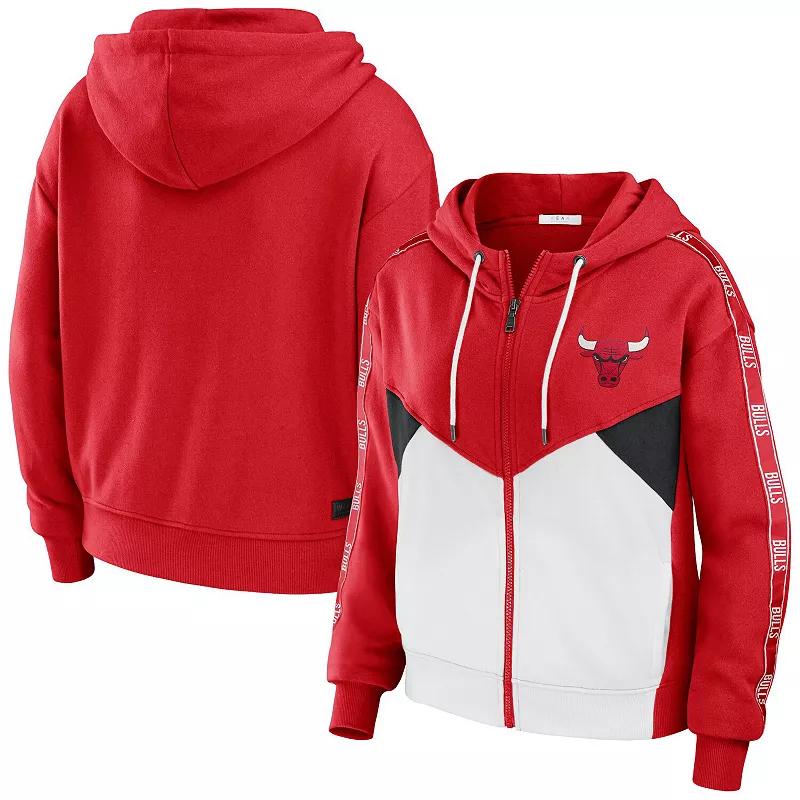 Women's WEAR by Erin Andrews Red Chicago Bulls Color-Block Full-Zip Hoodie,  Product Image